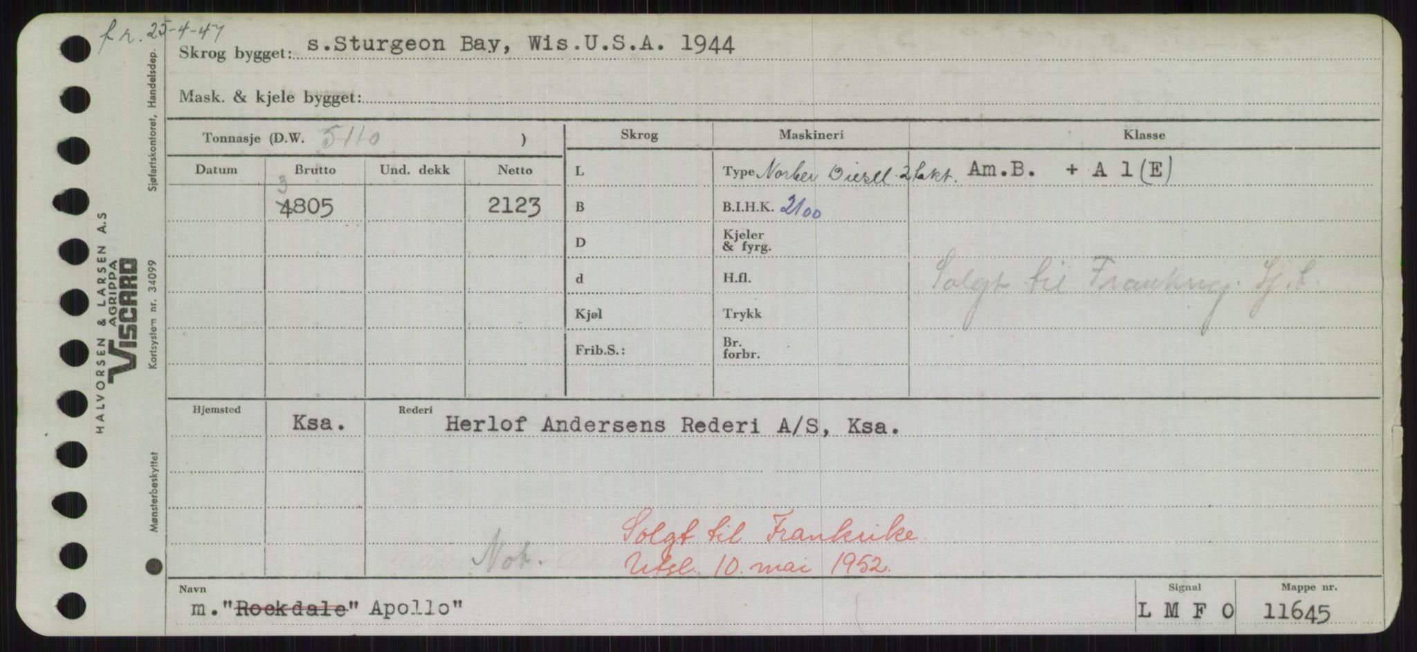 Sjøfartsdirektoratet med forløpere, Skipsmålingen, RA/S-1627/H/Hd/L0002: Fartøy, Apa-Axe, s. 11