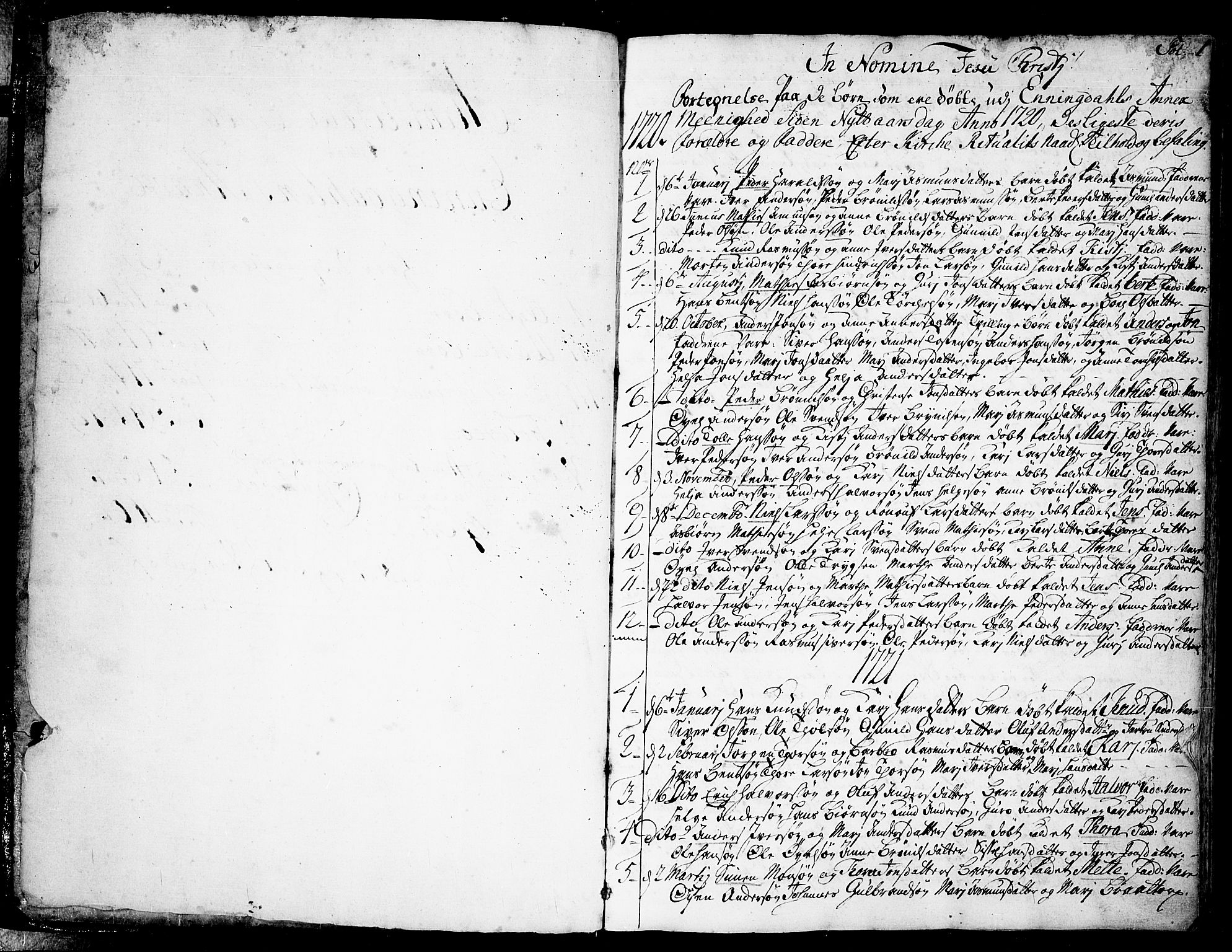 Idd prestekontor Kirkebøker, SAO/A-10911/F/Fb/L0001: Ministerialbok nr. II 1, 1720-1789, s. 1