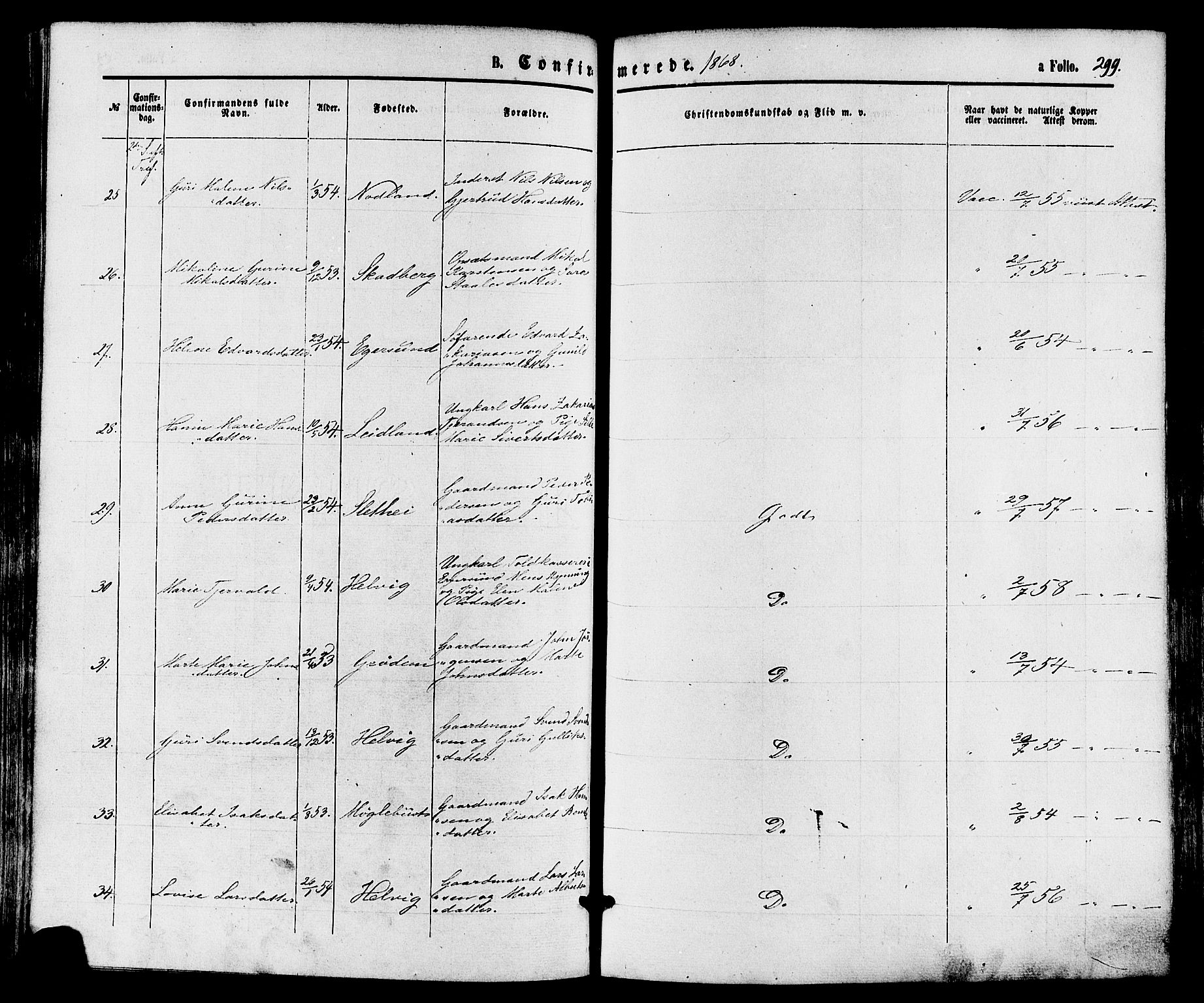 Eigersund sokneprestkontor, AV/SAST-A-101807/S08/L0014: Ministerialbok nr. A 13, 1866-1878, s. 299