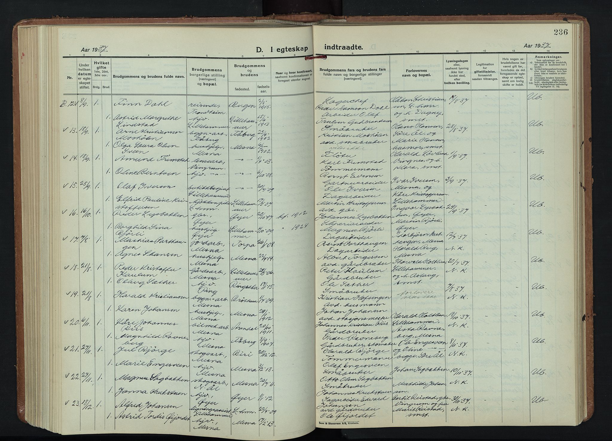 Fåberg prestekontor, AV/SAH-PREST-086/H/Ha/Hab/L0015: Klokkerbok nr. 15, 1924-1949, s. 236