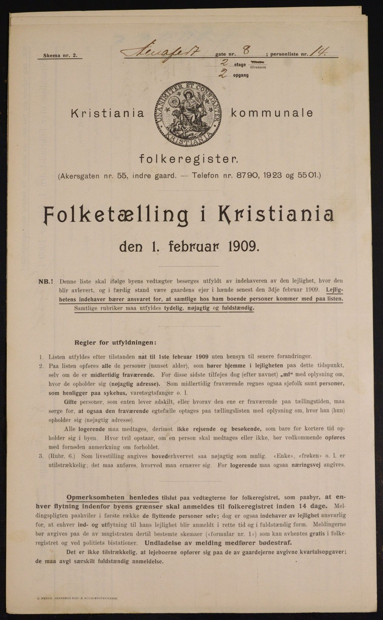 OBA, Kommunal folketelling 1.2.1909 for Kristiania kjøpstad, 1909, s. 1144