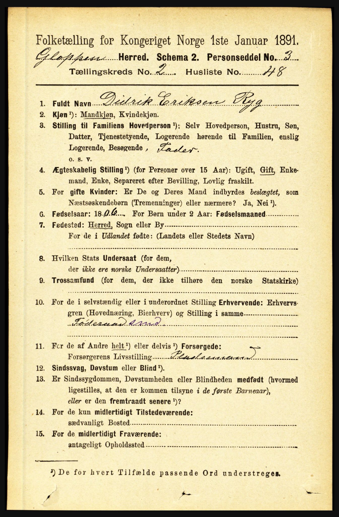 RA, Folketelling 1891 for 1445 Gloppen herred, 1891, s. 943