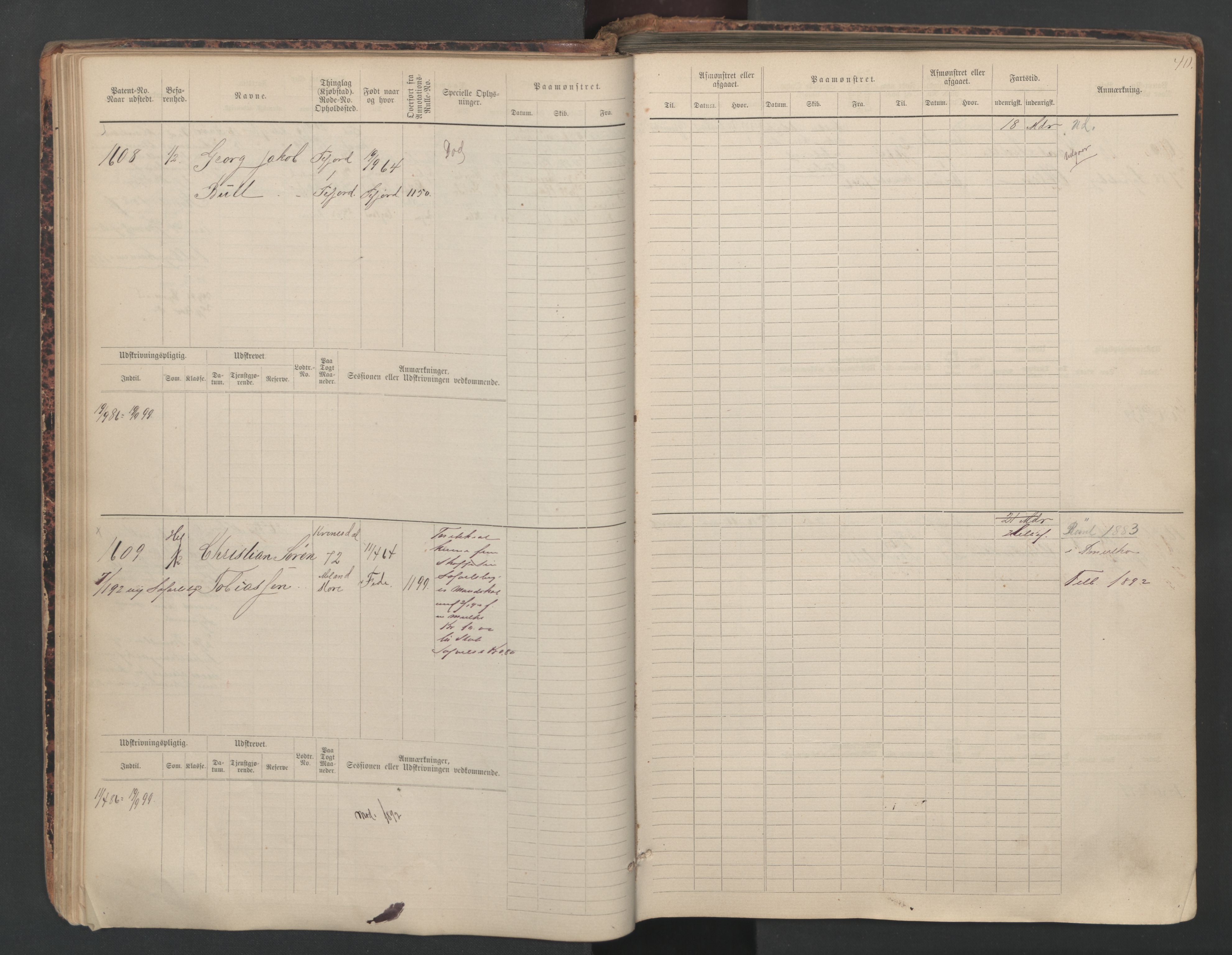 Flekkefjord mønstringskrets, AV/SAK-2031-0018/F/Fb/L0010: Hovedrulle nr 1534-2329, Æ-7, 1884-1948, s. 42