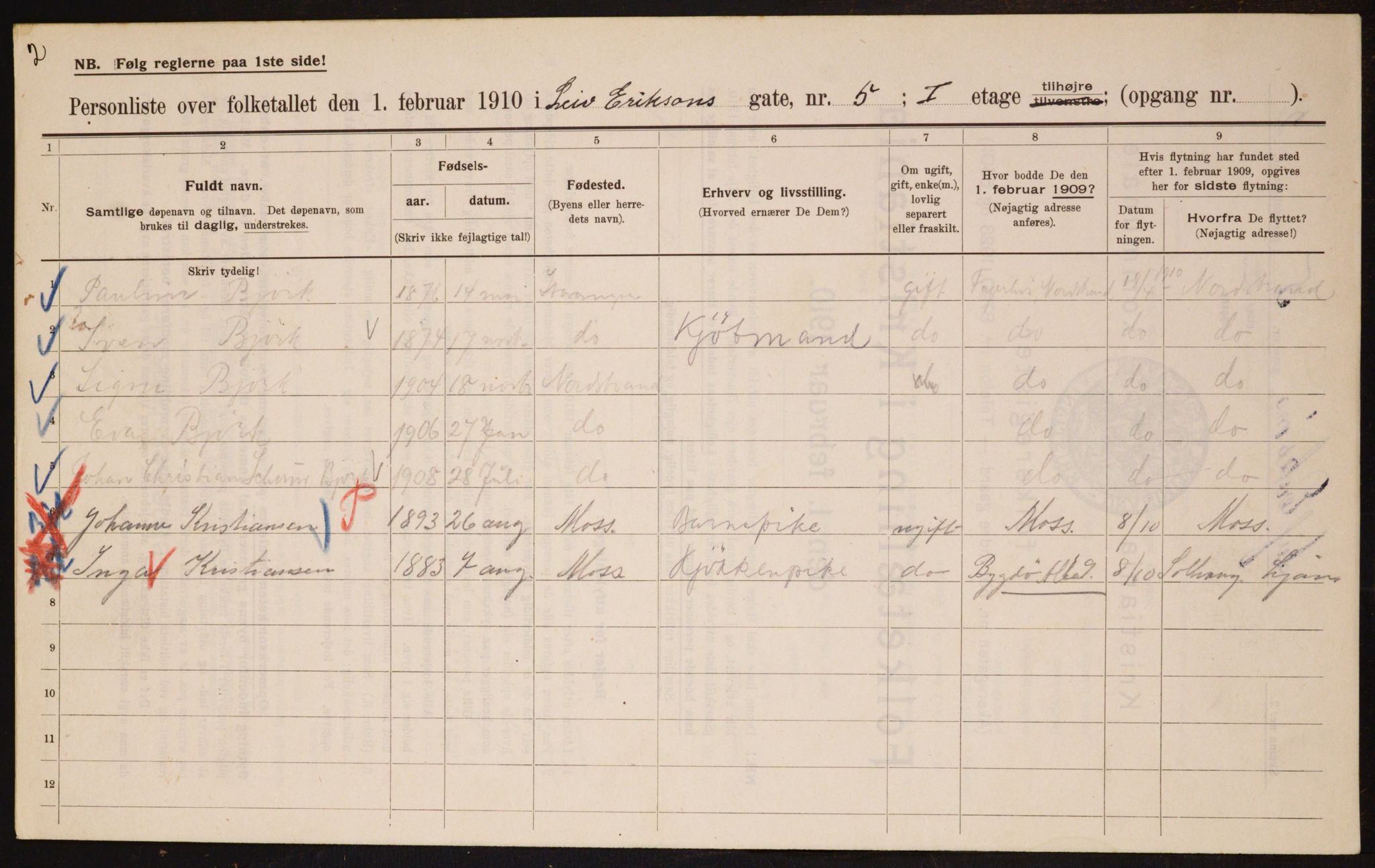 OBA, Kommunal folketelling 1.2.1910 for Kristiania, 1910, s. 55501