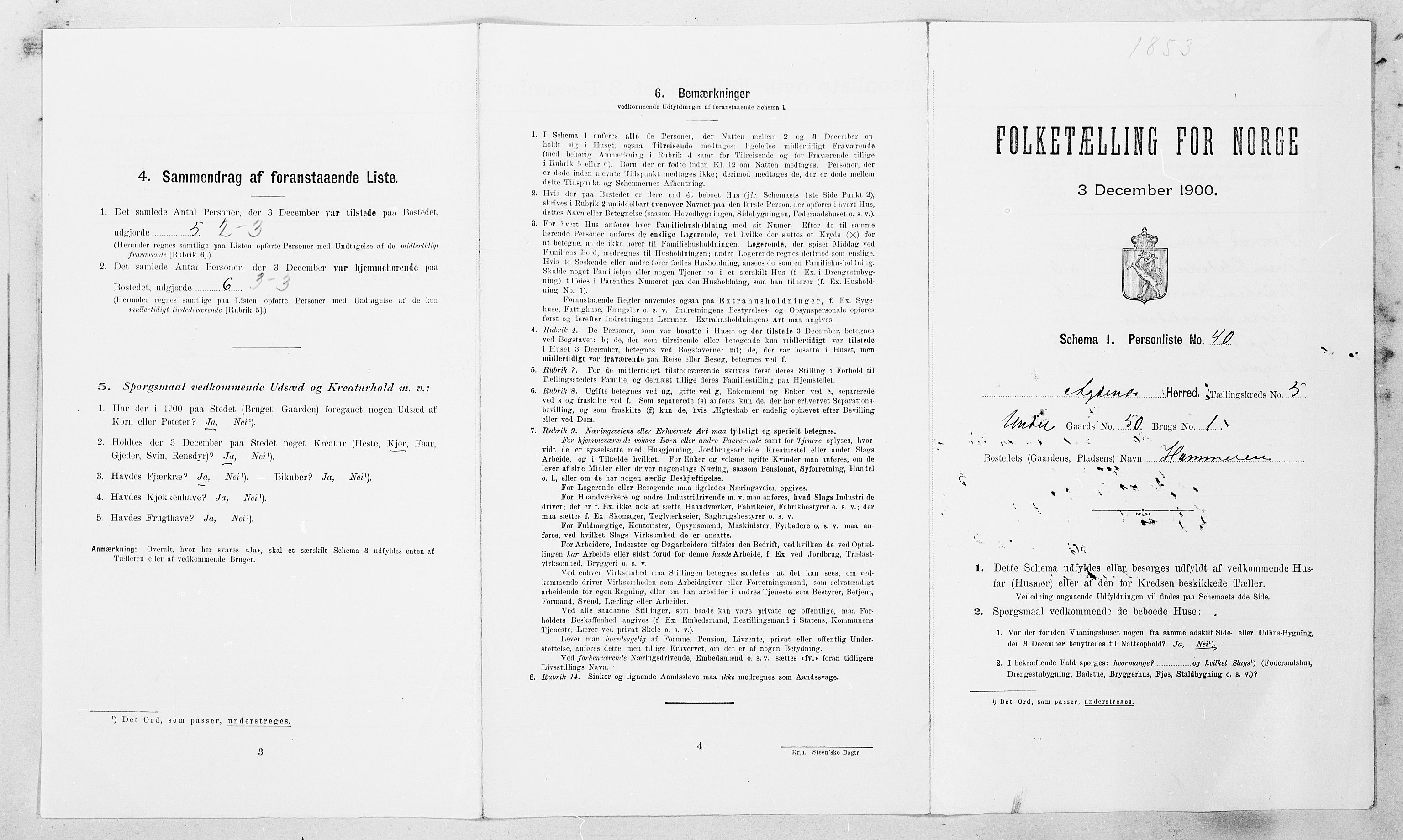 SAT, Folketelling 1900 for 1622 Agdenes herred, 1900, s. 406