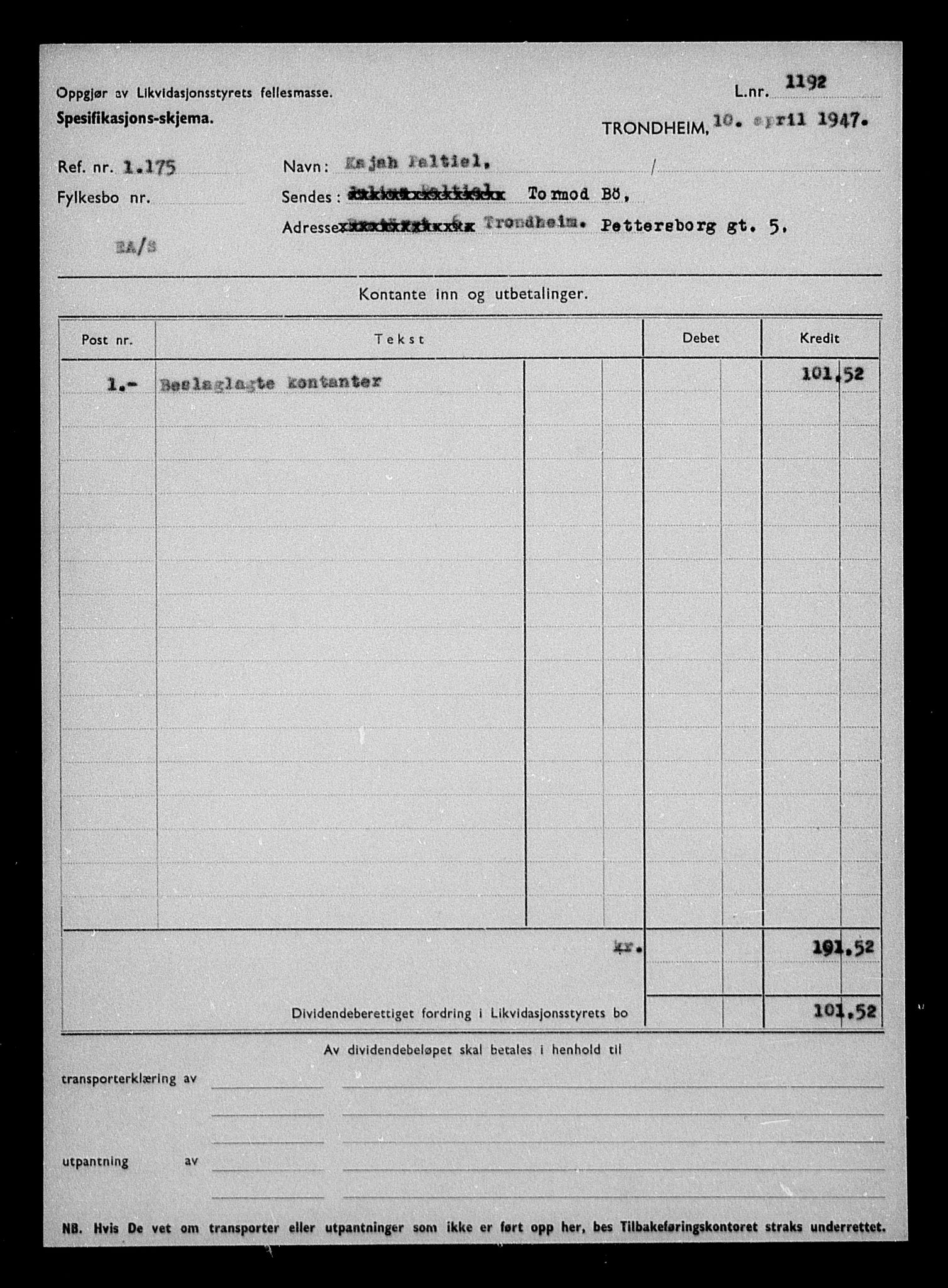 Justisdepartementet, Tilbakeføringskontoret for inndratte formuer, AV/RA-S-1564/H/Hc/Hca/L0906: --, 1945-1947, s. 341