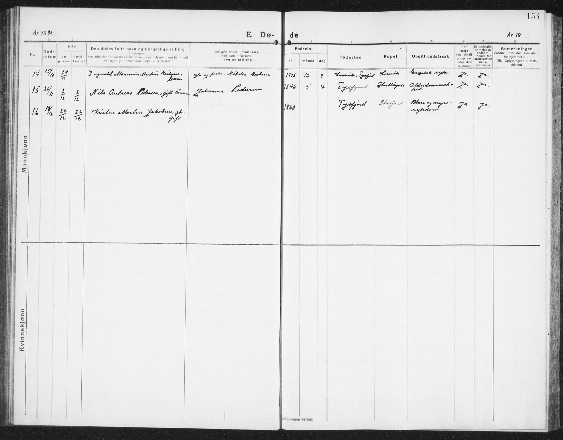 Ministerialprotokoller, klokkerbøker og fødselsregistre - Nordland, AV/SAT-A-1459/861/L0879: Klokkerbok nr. 861C05, 1926-1939, s. 154