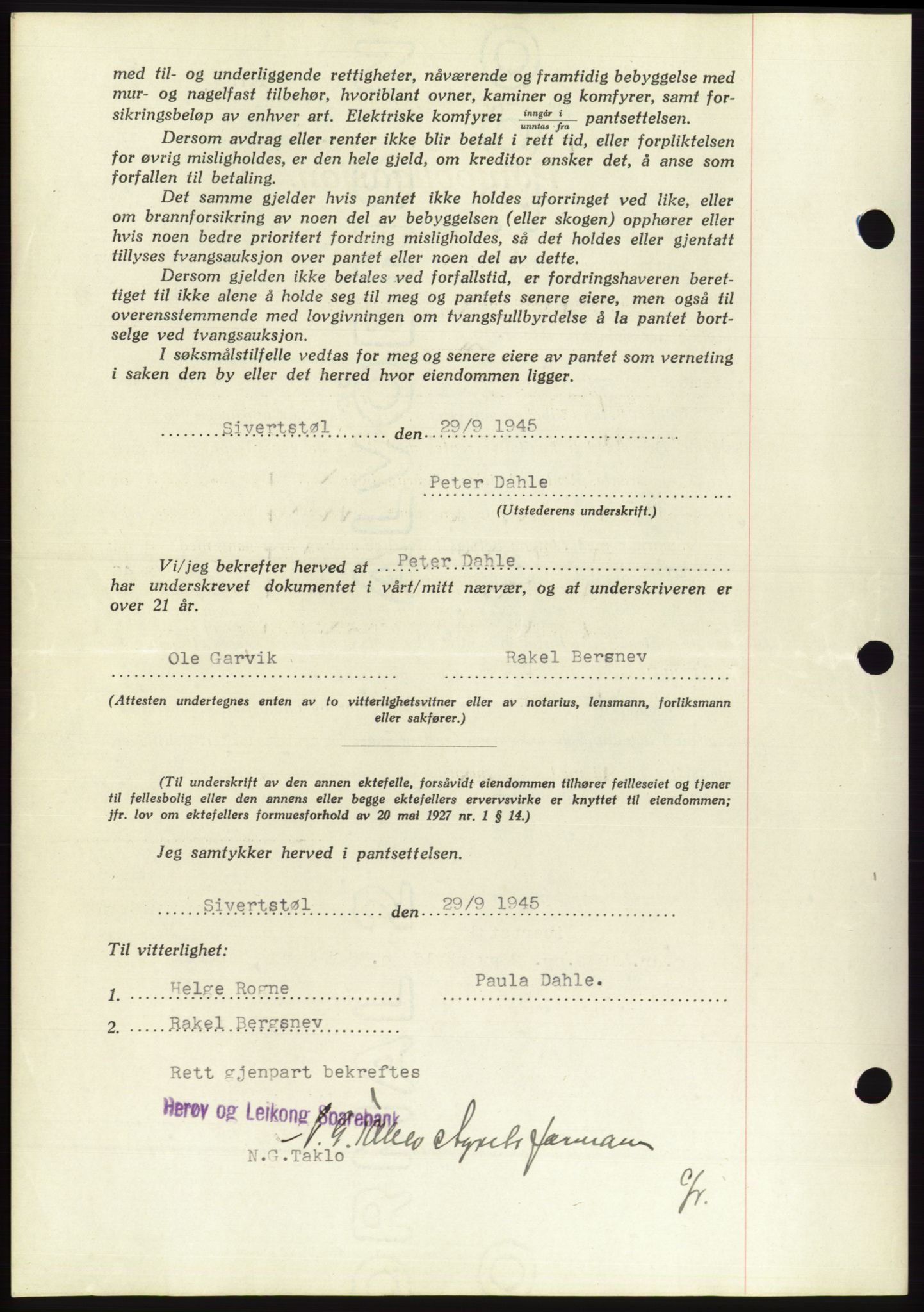 Søre Sunnmøre sorenskriveri, AV/SAT-A-4122/1/2/2C/L0114: Pantebok nr. 1-2B, 1943-1947, Dagboknr: 673/1945