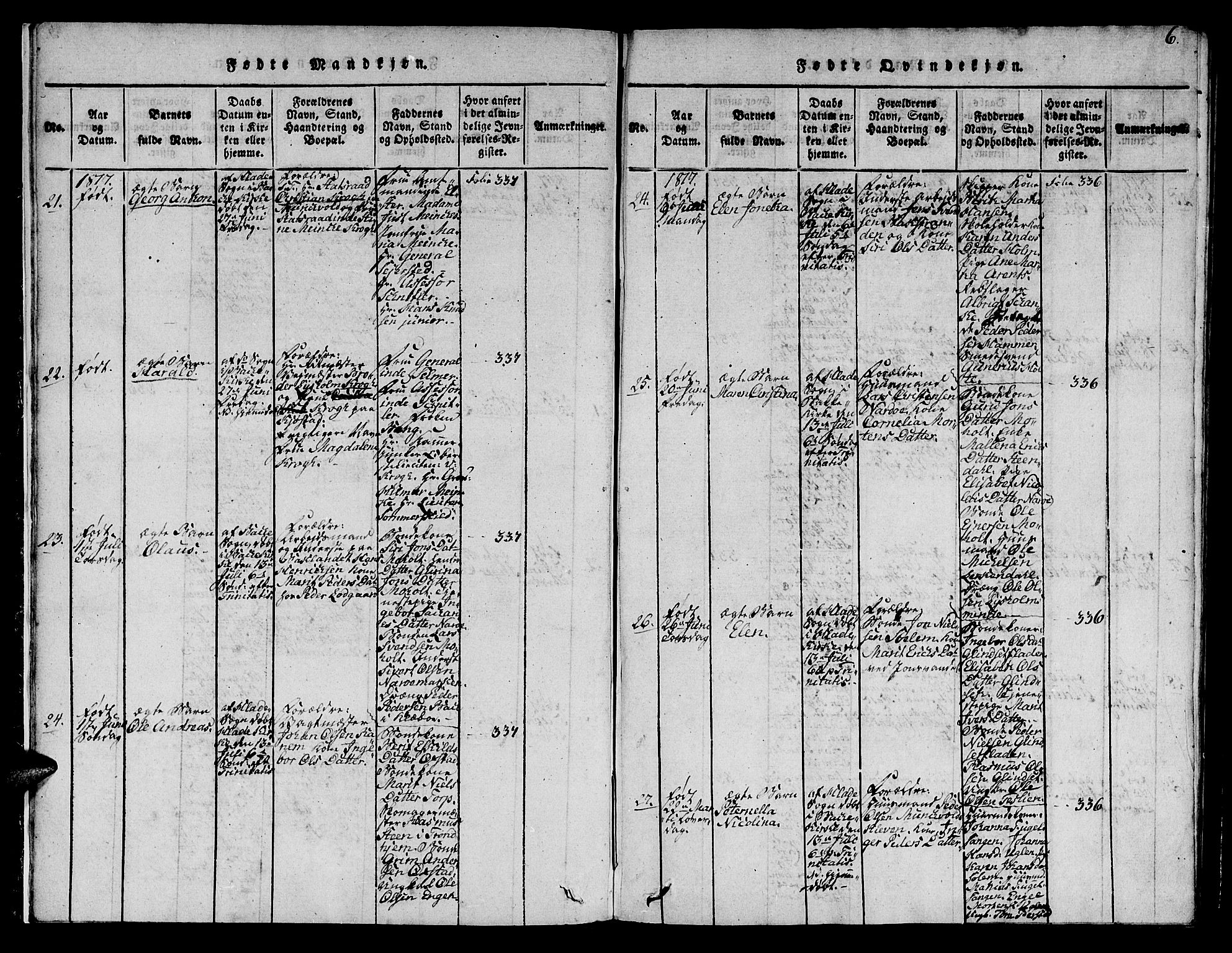 Ministerialprotokoller, klokkerbøker og fødselsregistre - Sør-Trøndelag, SAT/A-1456/606/L0307: Klokkerbok nr. 606C03, 1817-1824, s. 6