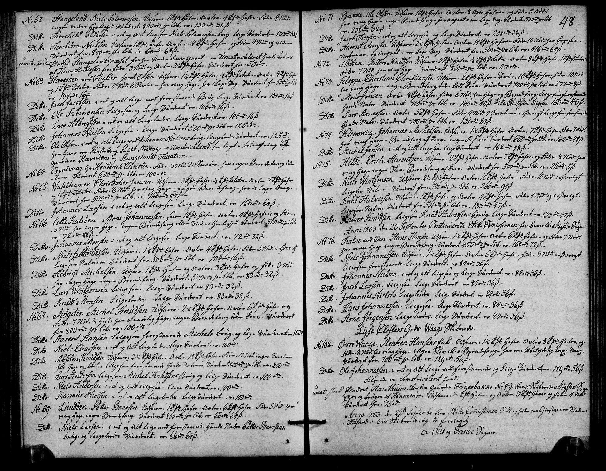 Rentekammeret inntil 1814, Realistisk ordnet avdeling, AV/RA-EA-4070/N/Ne/Nea/L0106: Sunnhordland og Hardanger fogderi. Deliberasjonsprotokoll, 1803, s. 55
