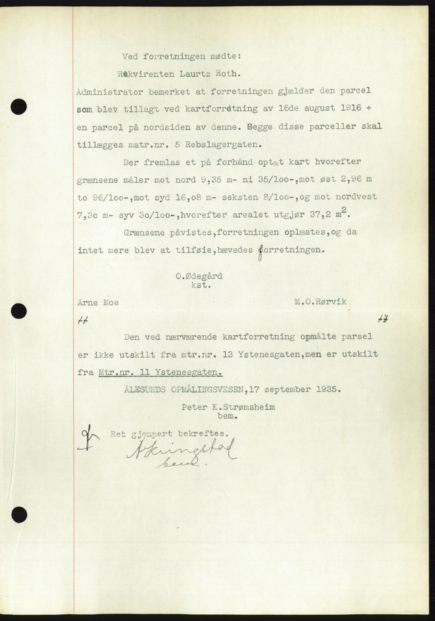 Ålesund byfogd, AV/SAT-A-4384: Pantebok nr. 32, 1934-1935, Tingl.dato: 27.09.1935