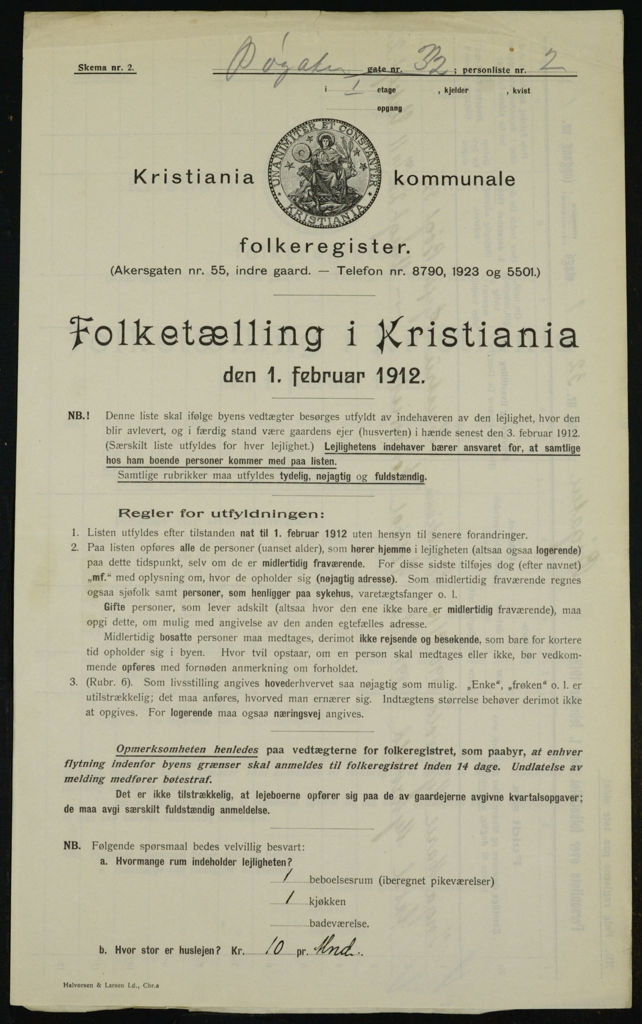 OBA, Kommunal folketelling 1.2.1912 for Kristiania, 1912, s. 11233