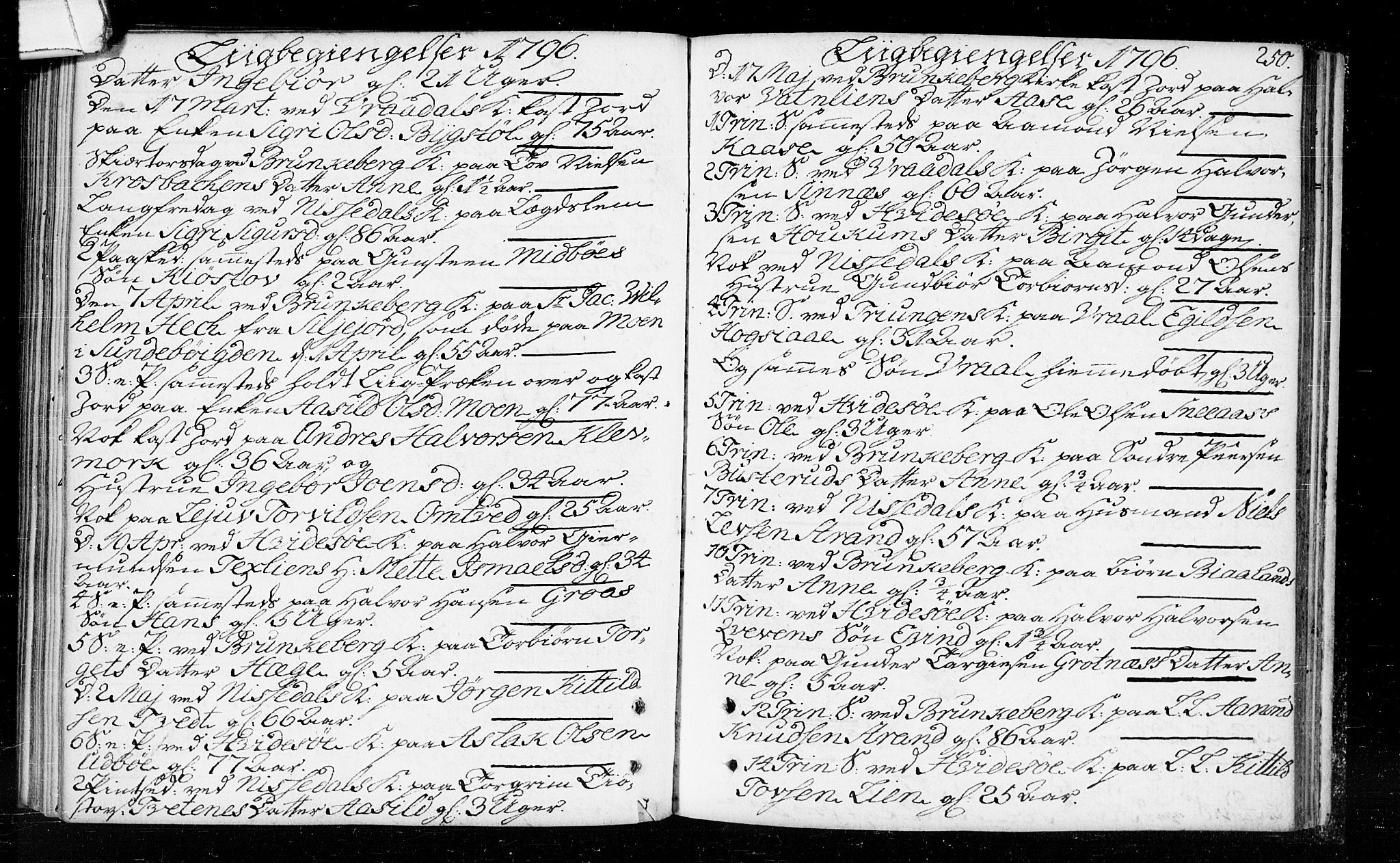Kviteseid kirkebøker, SAKO/A-276/F/Fa/L0003: Ministerialbok nr. I 3, 1787-1799, s. 250