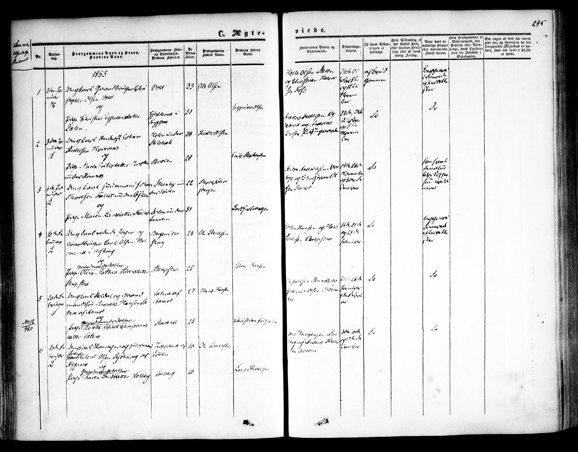 Høland prestekontor Kirkebøker, AV/SAO-A-10346a/F/Fa/L0010: Ministerialbok nr. I 10, 1854-1861, s. 245