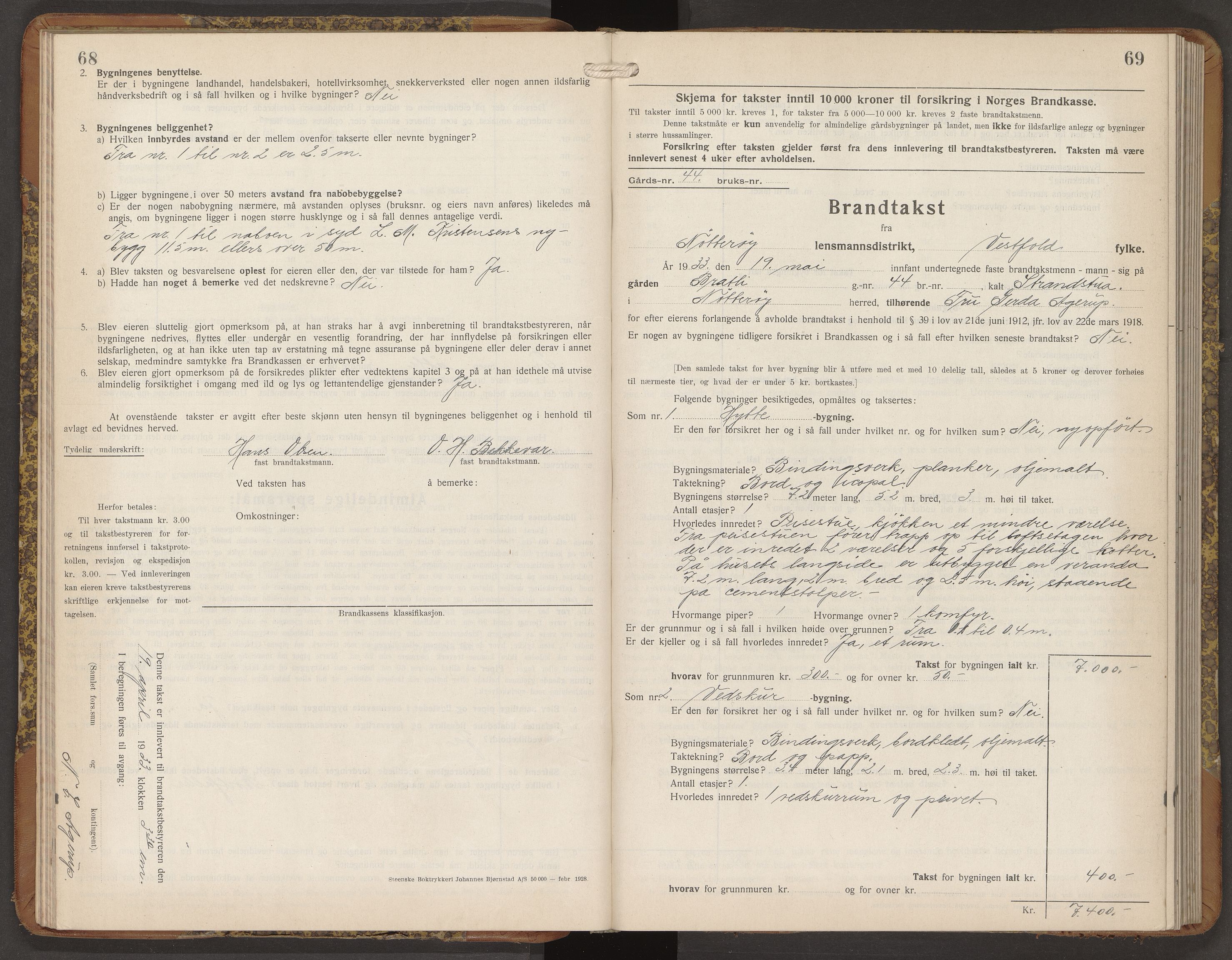 Nøtterøy lensmannskontor, AV/SAKO-A-540/Y/Yg/Ygb/L0009: Skjematakstprotokoll, 1932-1935, s. 68-69