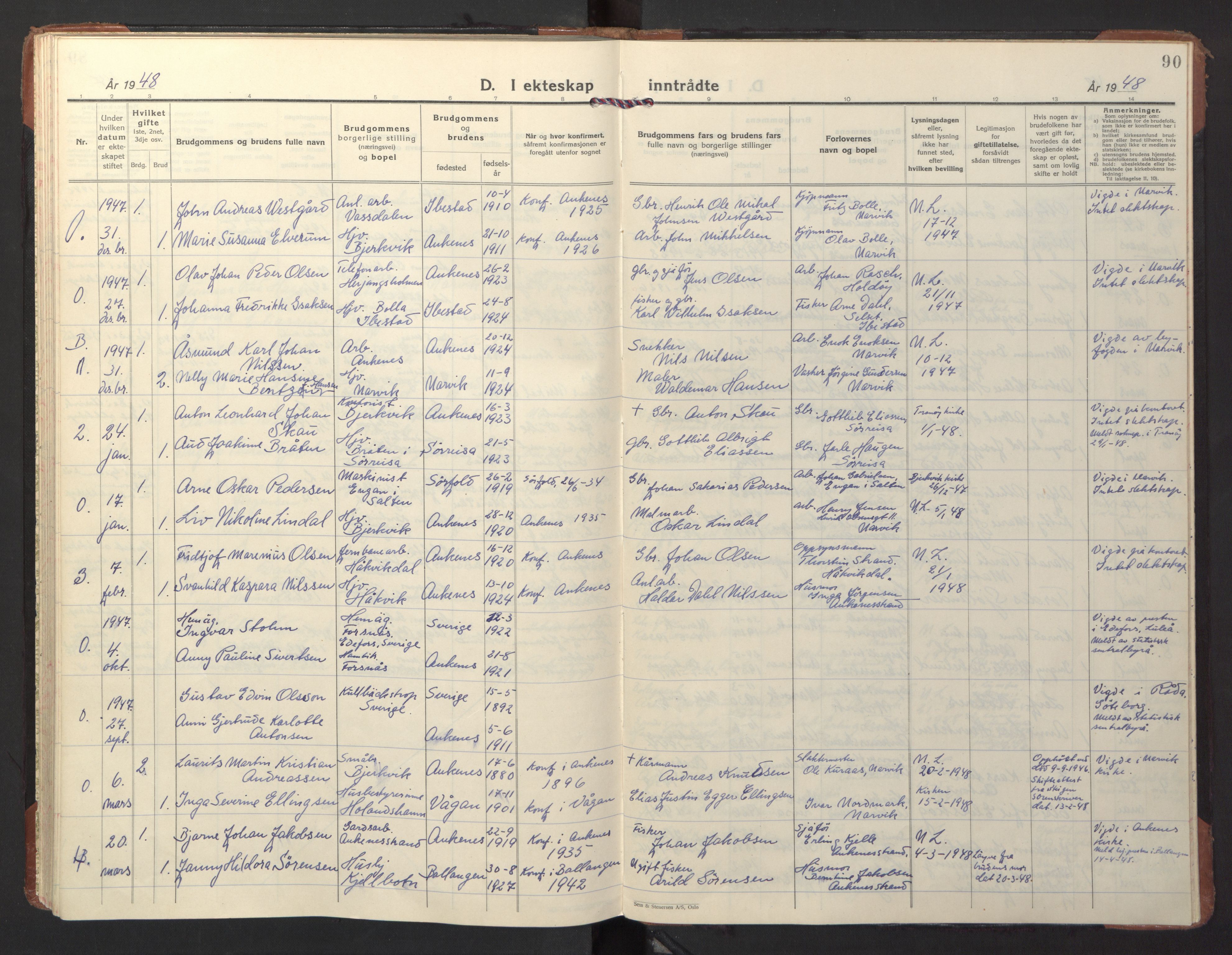 Ministerialprotokoller, klokkerbøker og fødselsregistre - Nordland, AV/SAT-A-1459/866/L0948: Ministerialbok nr. 866A11, 1929-1949, s. 90