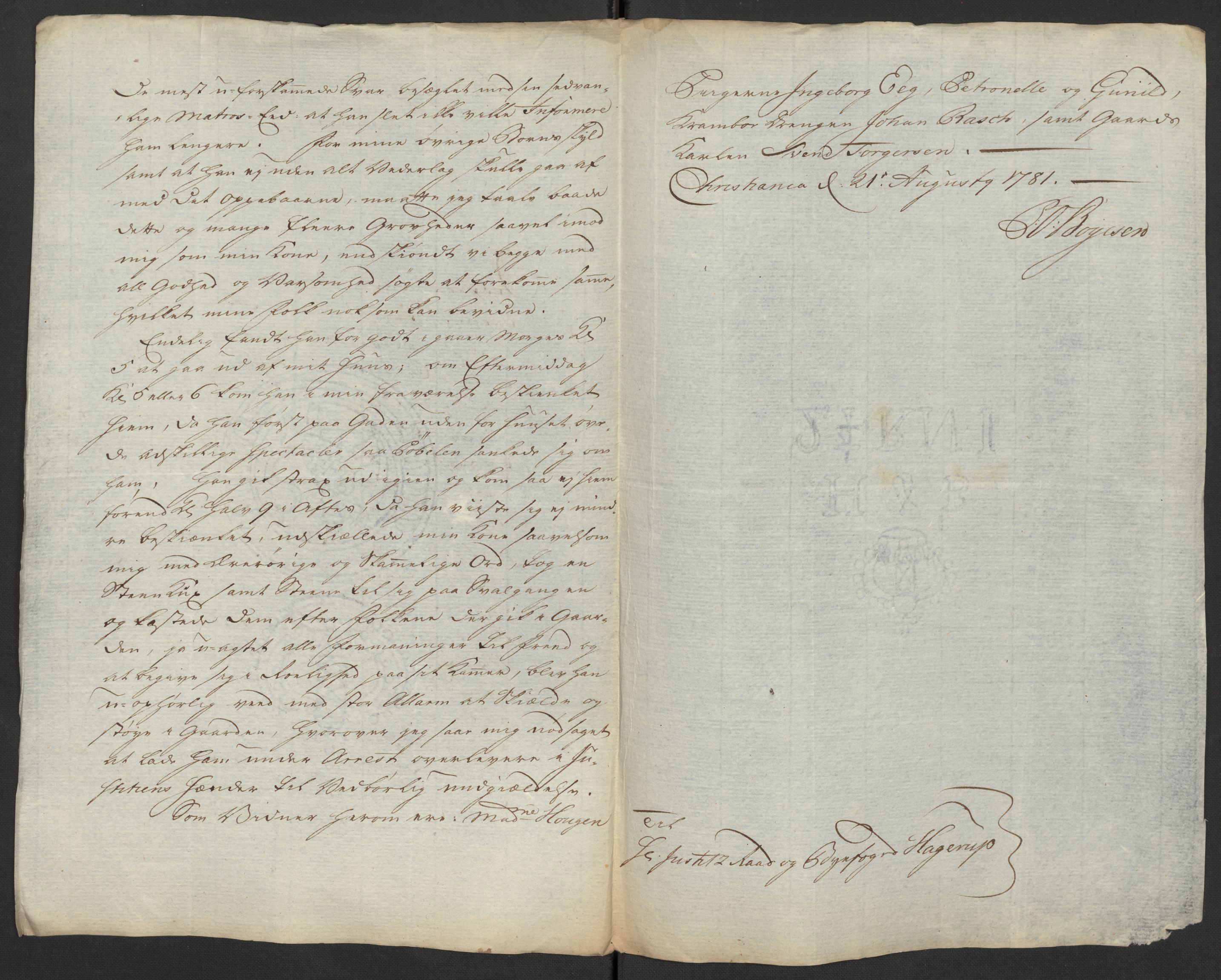 Oslo politidistrikt, AV/SAO-A-10085/D/Da/L0003: Innkomne brev, pro memoria m.v., 1781, s. 40