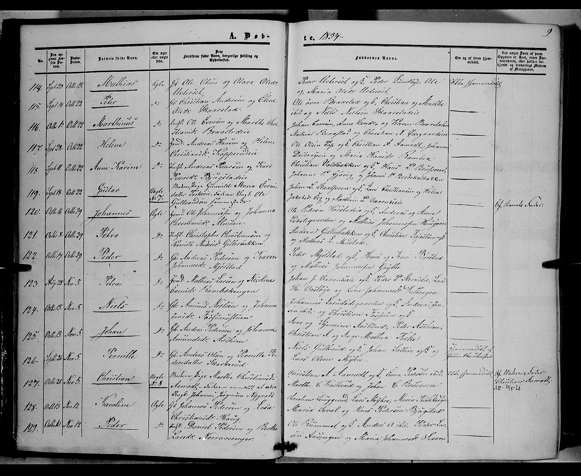 Vardal prestekontor, AV/SAH-PREST-100/H/Ha/Haa/L0006: Ministerialbok nr. 6, 1854-1866, s. 9