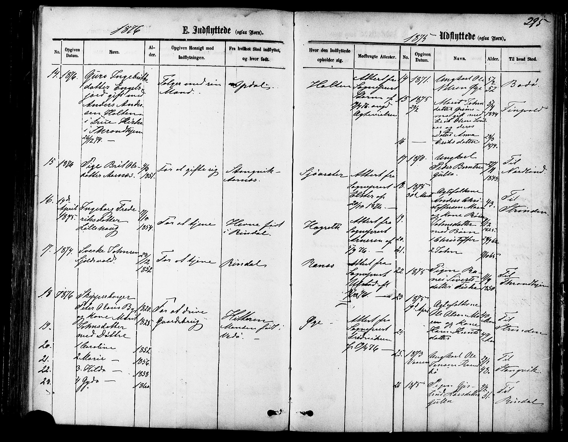 Ministerialprotokoller, klokkerbøker og fødselsregistre - Møre og Romsdal, SAT/A-1454/595/L1046: Ministerialbok nr. 595A08, 1874-1884, s. 295