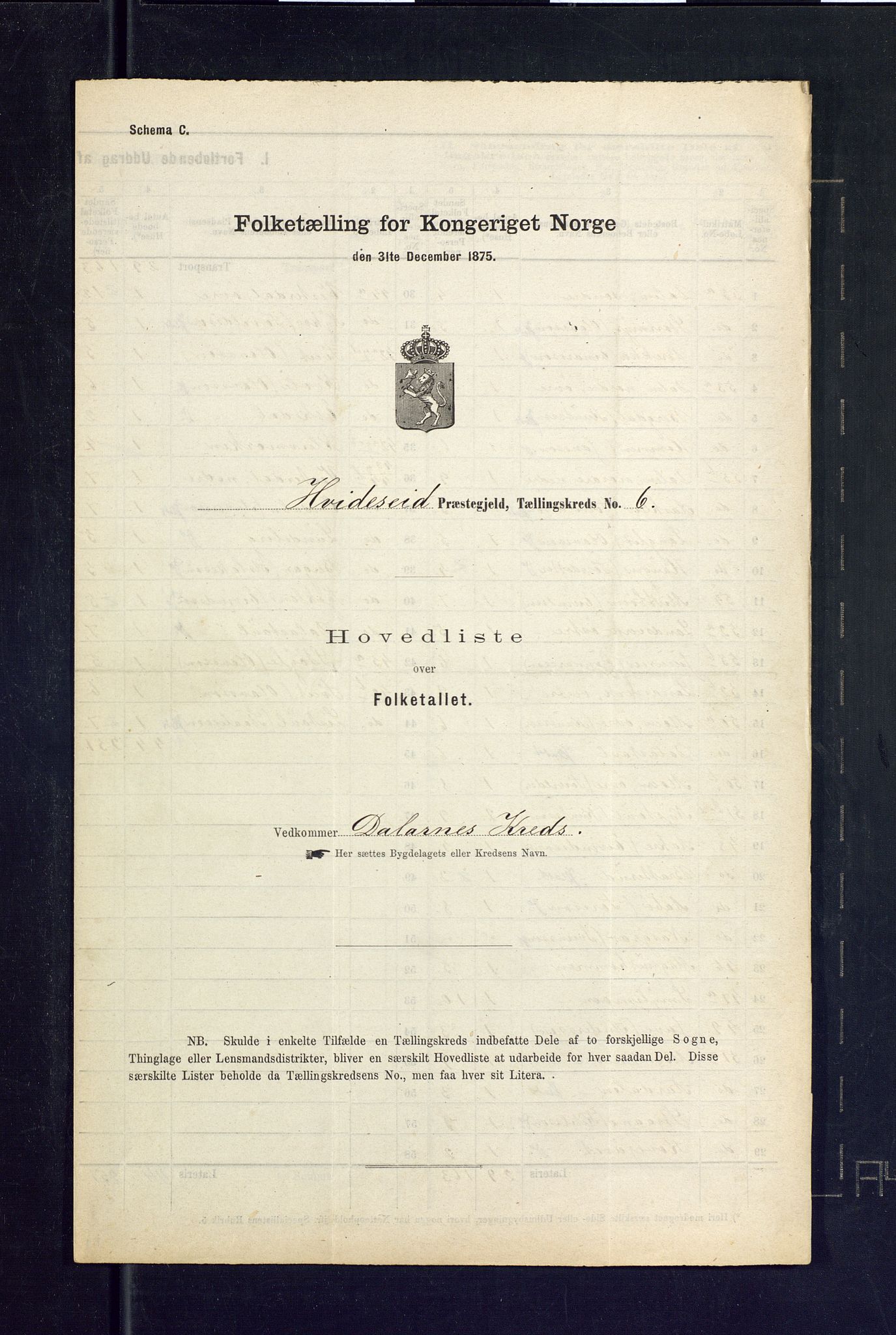 SAKO, Folketelling 1875 for 0829P Kviteseid prestegjeld, 1875, s. 18