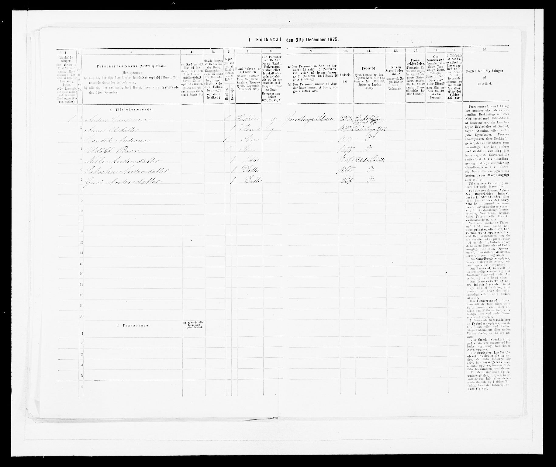 SAB, Folketelling 1875 for 1429P Ytre Holmedal prestegjeld, 1875, s. 856