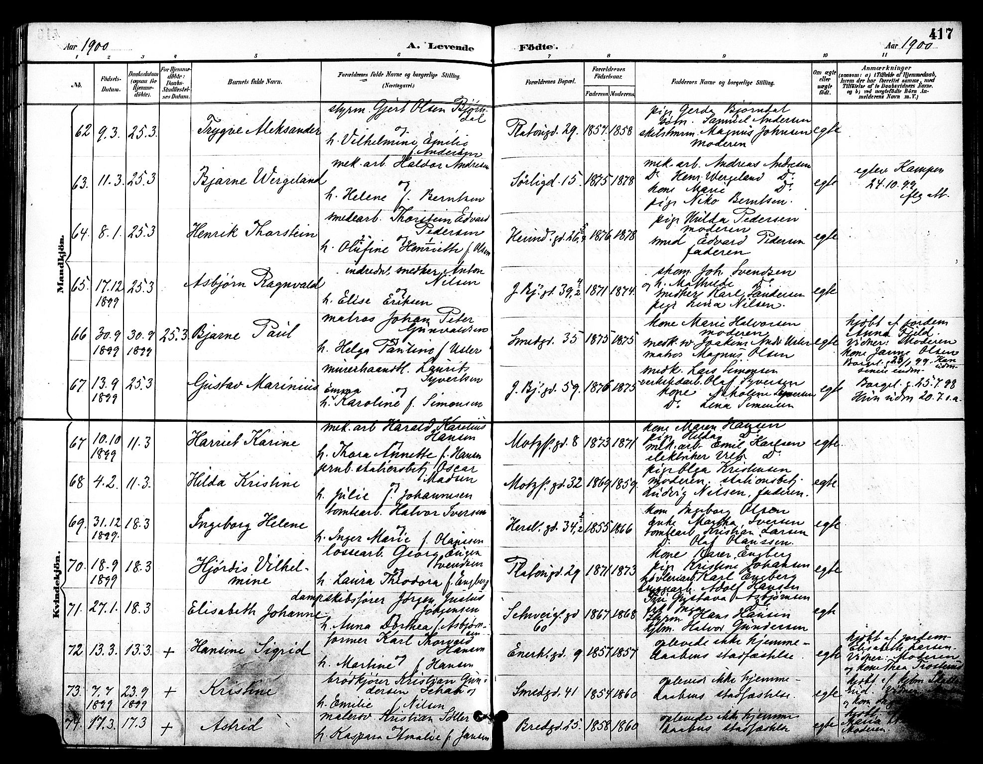 Grønland prestekontor Kirkebøker, AV/SAO-A-10848/F/Fa/L0012: Ministerialbok nr. 12, 1893-1900, s. 417