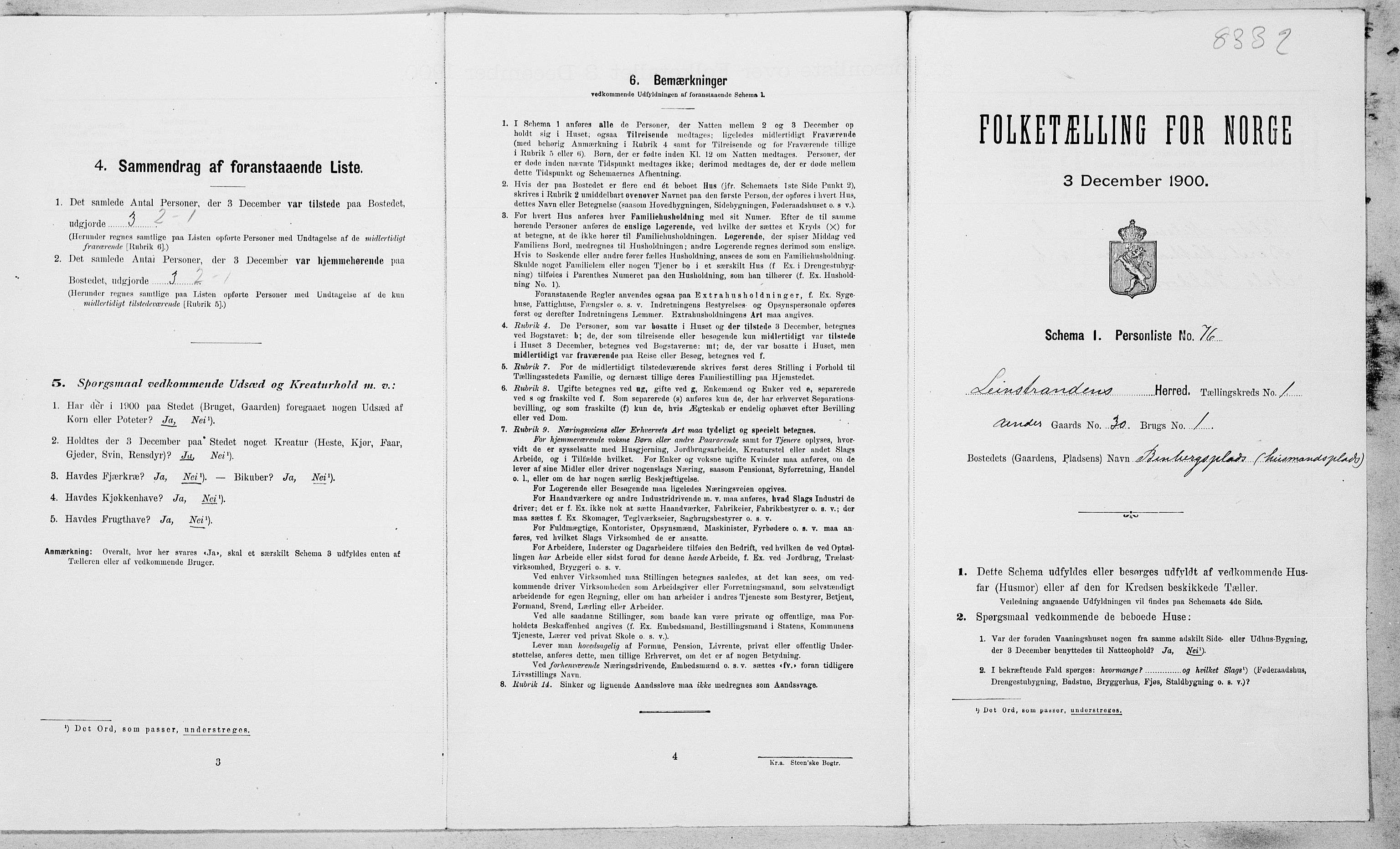SAT, Folketelling 1900 for 1654 Leinstrand herred, 1900, s. 169