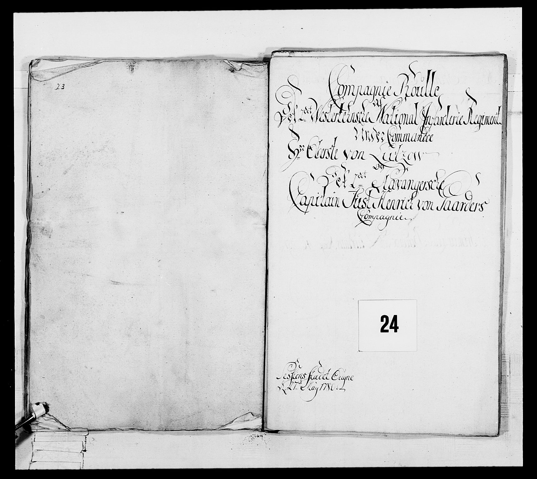 Generalitets- og kommissariatskollegiet, Det kongelige norske kommissariatskollegium, RA/EA-5420/E/Eh/L0106: 2. Vesterlenske nasjonale infanteriregiment, 1774-1780, s. 210