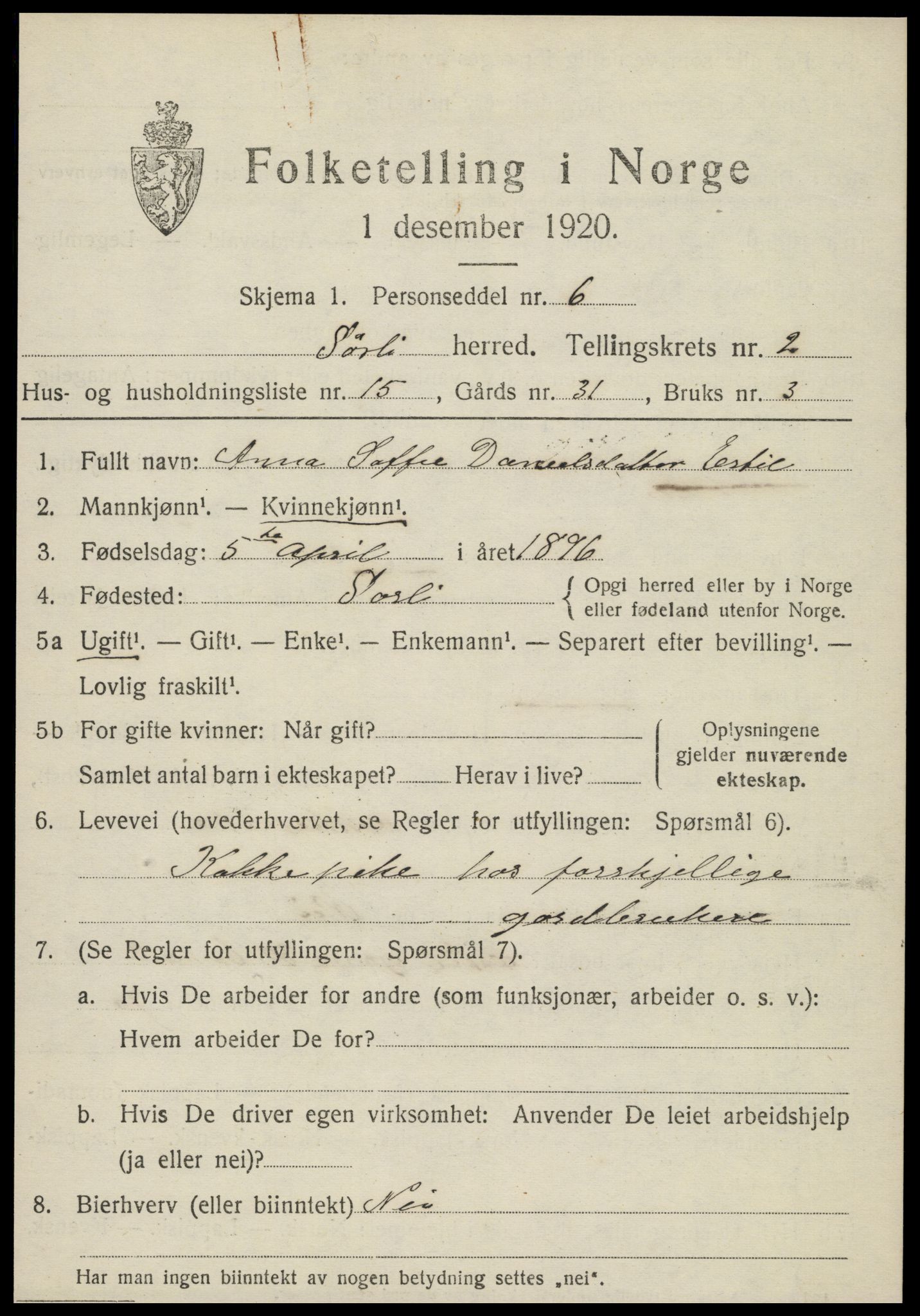 SAT, Folketelling 1920 for 1737 Sørli herred, 1920, s. 1035