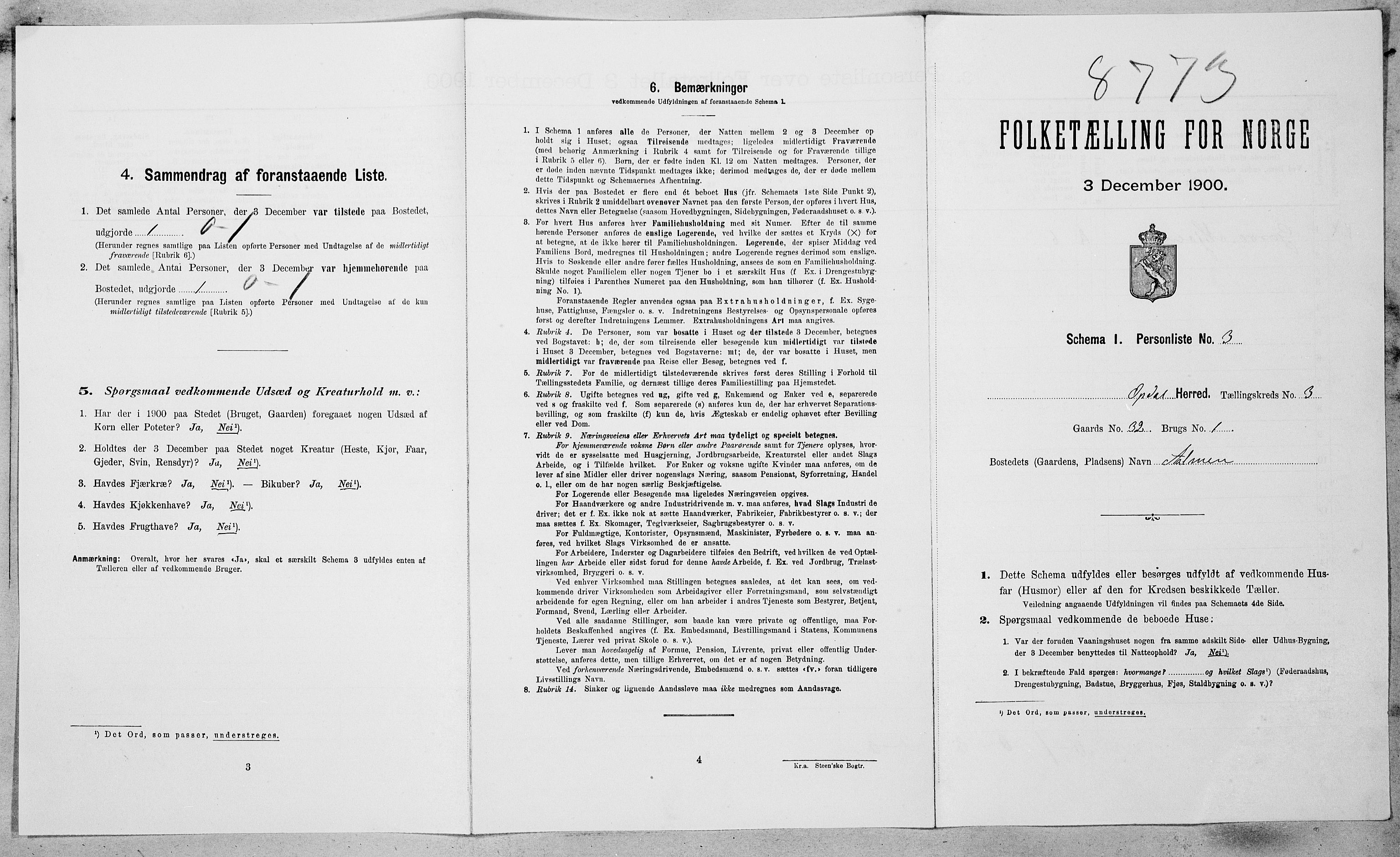 SAT, Folketelling 1900 for 1634 Oppdal herred, 1900, s. 304
