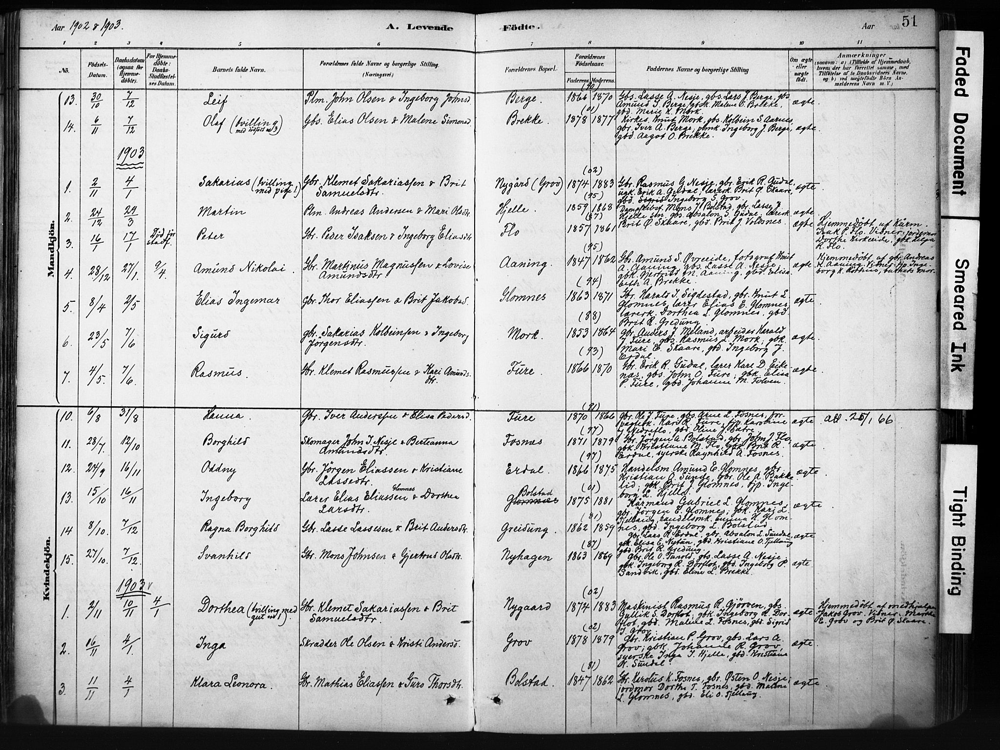 Stryn Sokneprestembete, AV/SAB-A-82501: Ministerialbok nr. D 1, 1878-1907, s. 51