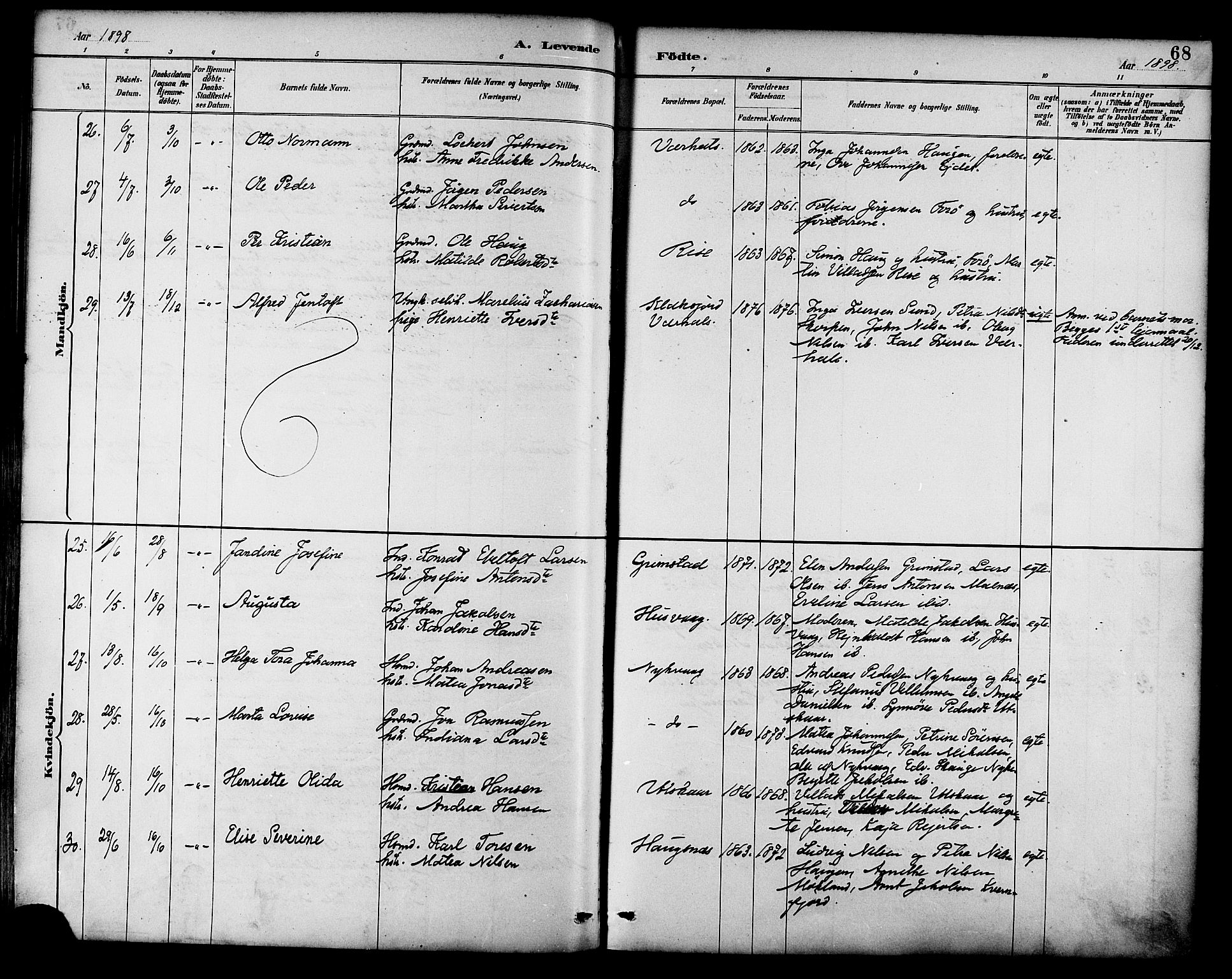 Ministerialprotokoller, klokkerbøker og fødselsregistre - Nordland, AV/SAT-A-1459/892/L1320: Ministerialbok nr. 892A01, 1886-1901, s. 68