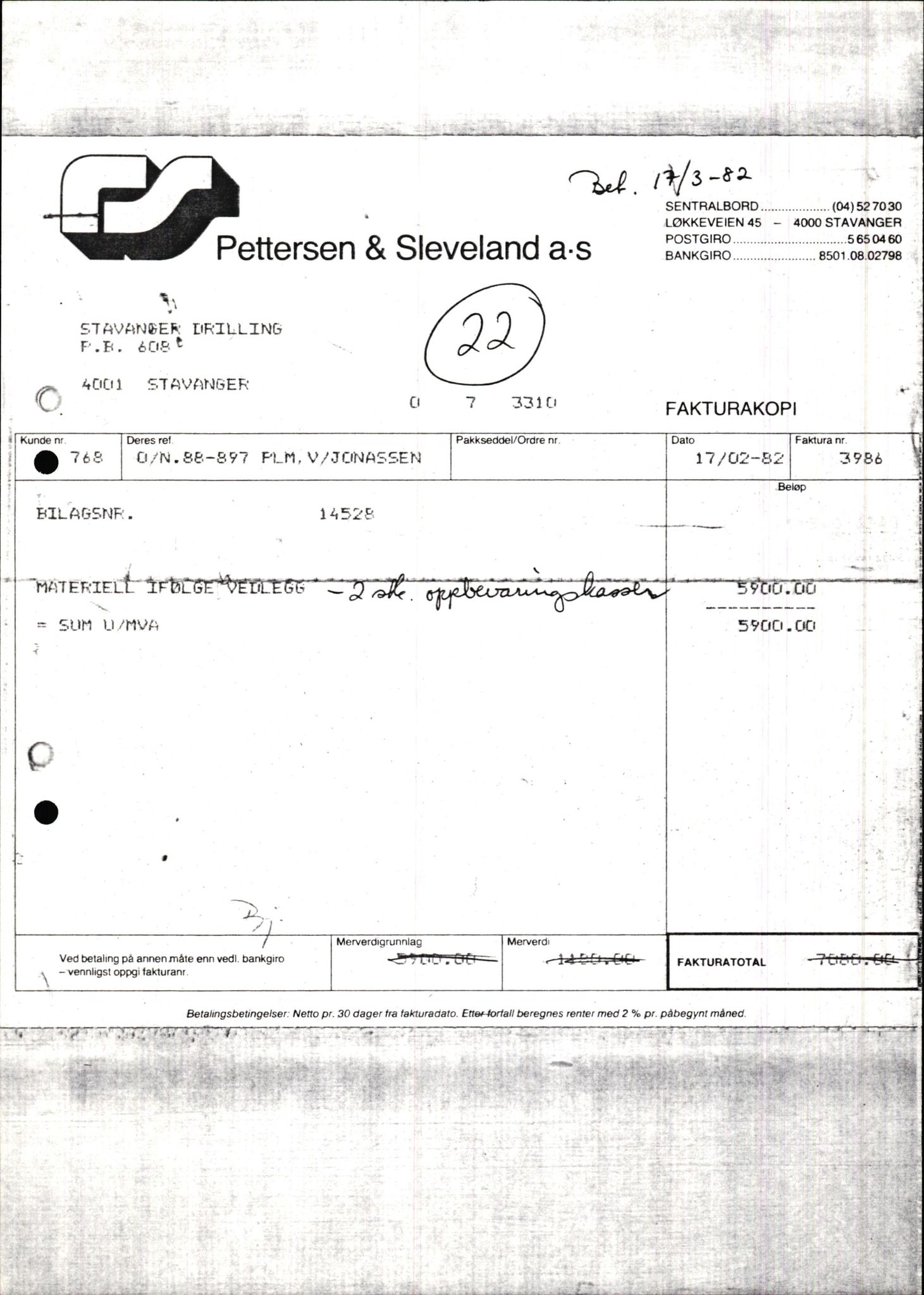 Pa 1503 - Stavanger Drilling AS, AV/SAST-A-101906/2/E/Ec/Eca/L0010: Forsikring, 1976-1983