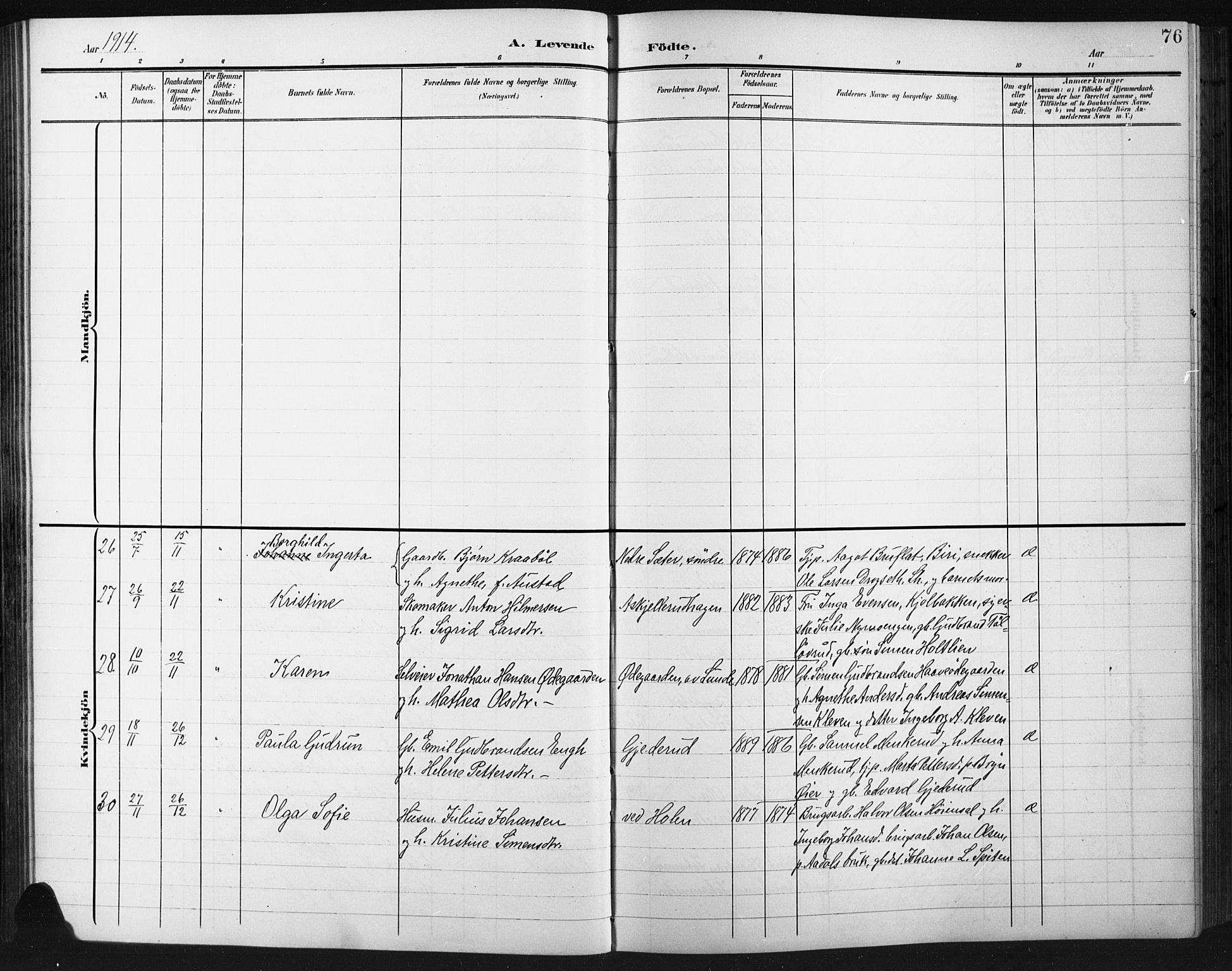 Fåberg prestekontor, AV/SAH-PREST-086/H/Ha/Hab/L0012: Klokkerbok nr. 12, 1903-1924, s. 76