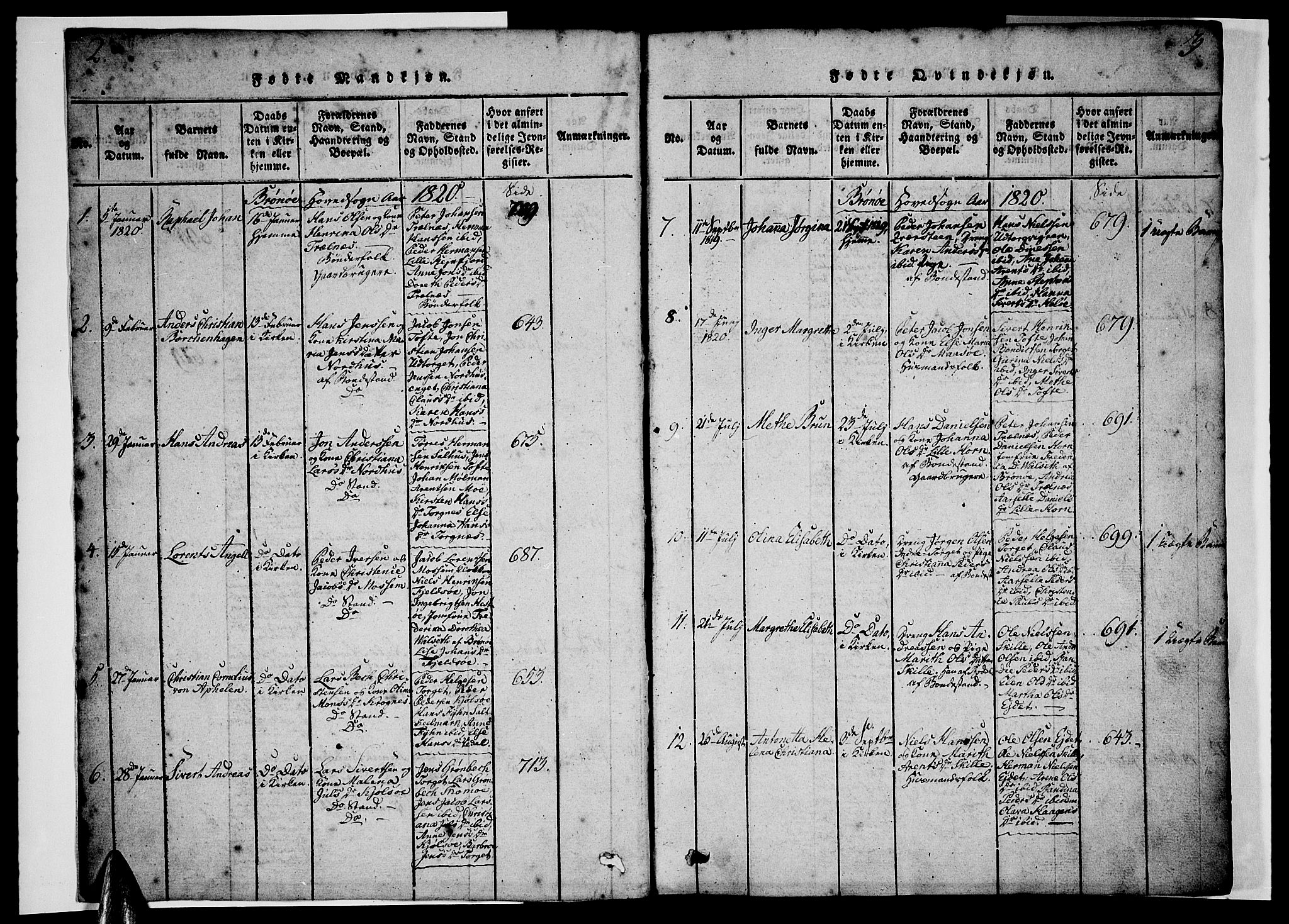 Ministerialprotokoller, klokkerbøker og fødselsregistre - Nordland, AV/SAT-A-1459/813/L0197: Ministerialbok nr. 813A07, 1820-1833, s. 2-3
