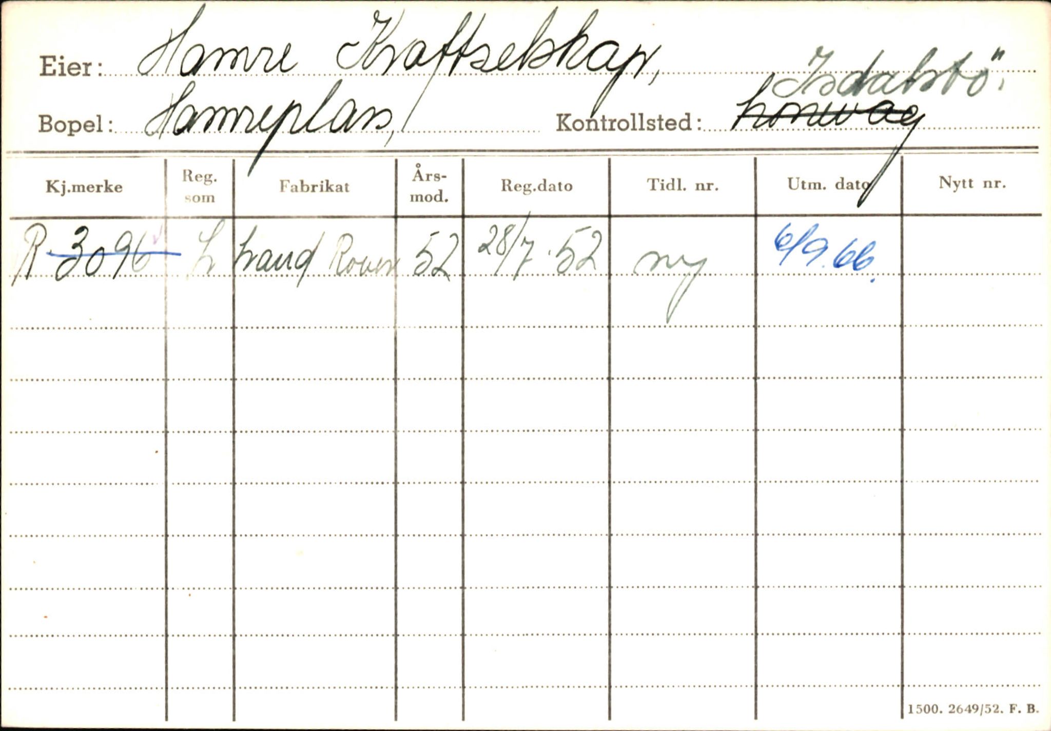 Statens vegvesen, Hordaland vegkontor, SAB/A-5201/2/Ha/L0018: R-eierkort H, 1920-1971, s. 646