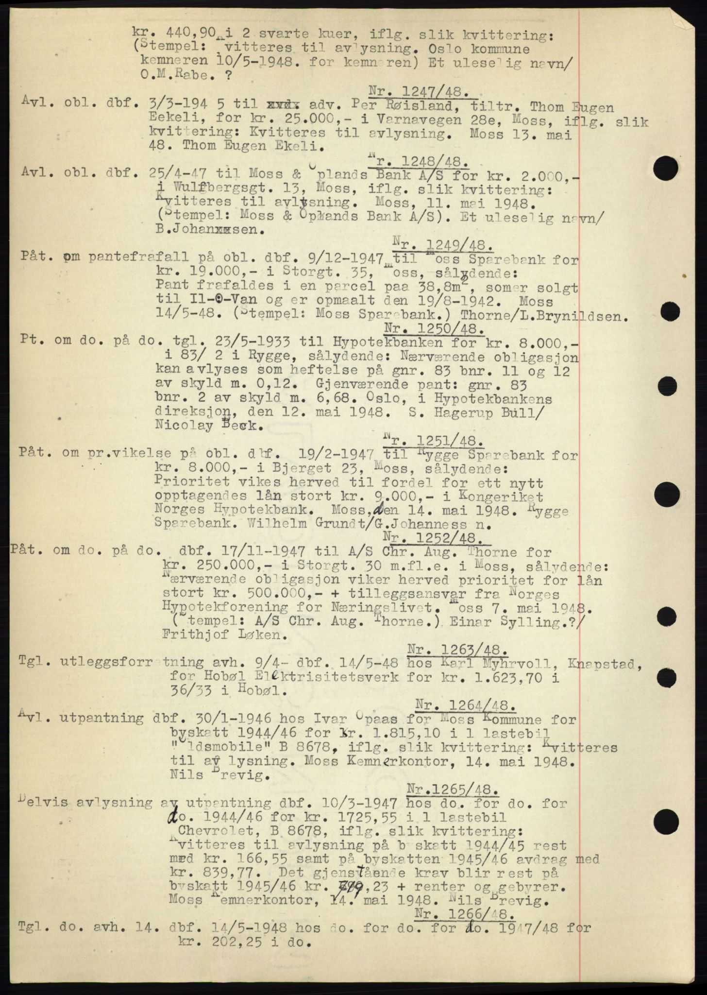 Moss sorenskriveri, SAO/A-10168: Pantebok nr. C10, 1938-1950, Dagboknr: 1247/1948