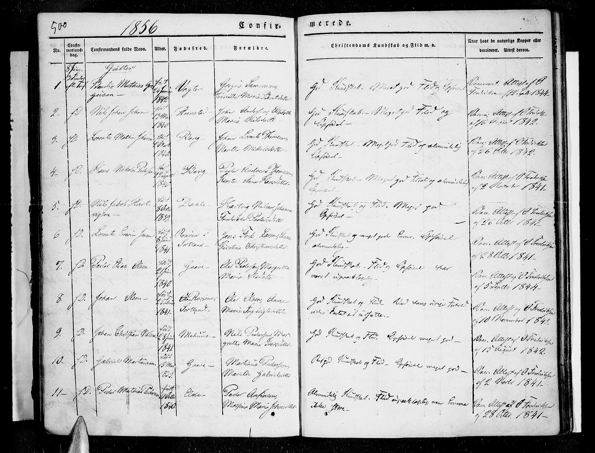 Kvæfjord sokneprestkontor, AV/SATØ-S-1323/G/Ga/Gaa/L0003kirke: Ministerialbok nr. 3, 1830-1857, s. 500