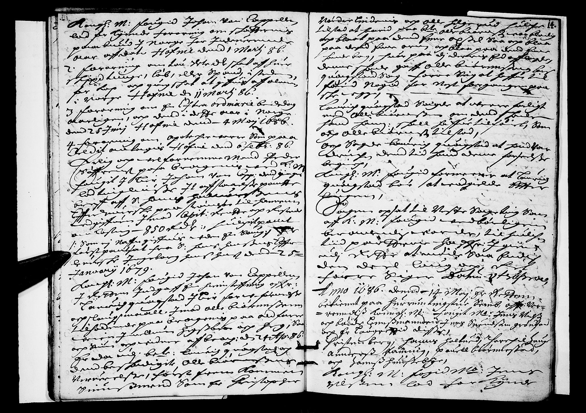 Lier, Røyken og Hurum sorenskriveri, AV/SAKO-A-89/F/Fa/L0027: Tingbok, 1686, s. 14