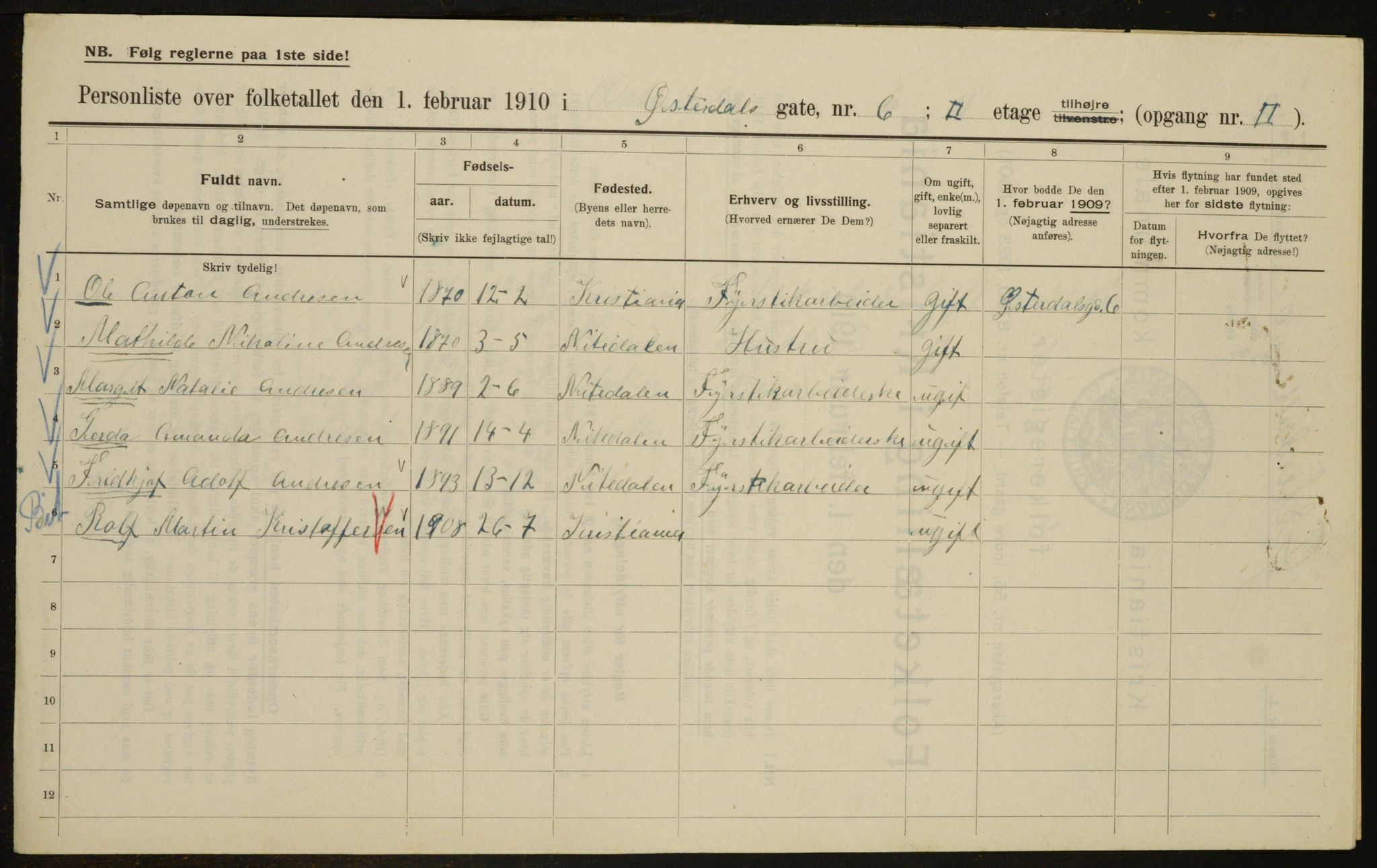 OBA, Kommunal folketelling 1.2.1910 for Kristiania, 1910, s. 122388