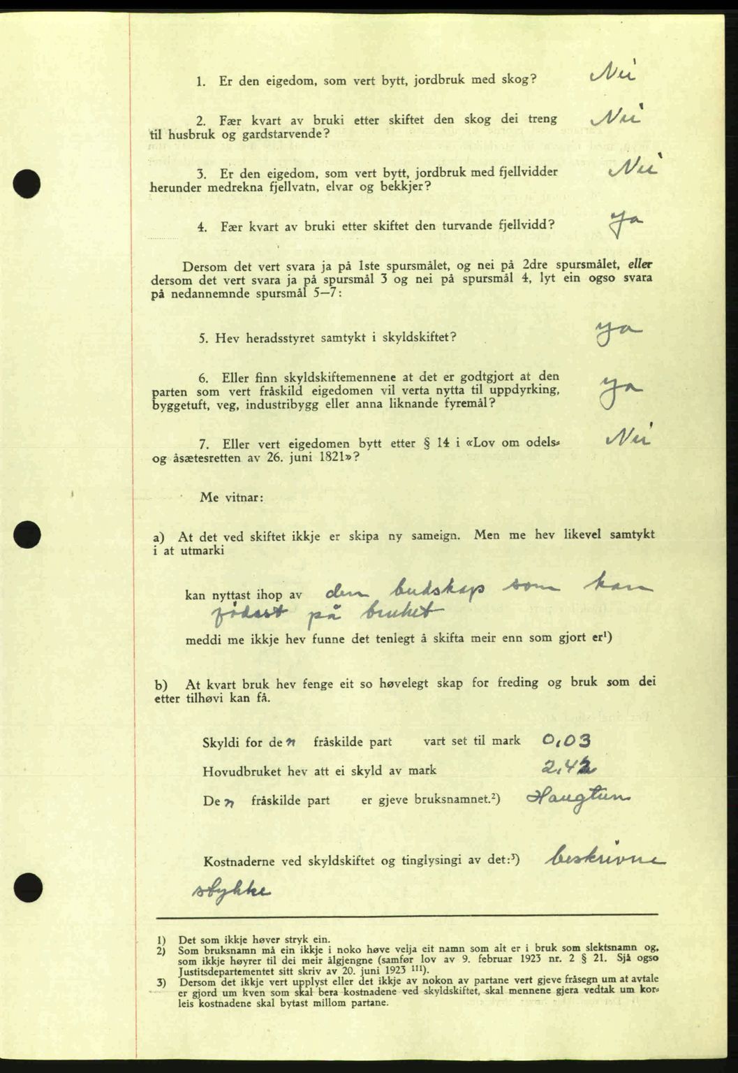 Romsdal sorenskriveri, AV/SAT-A-4149/1/2/2C: Pantebok nr. A15, 1943-1944, Dagboknr: 2190/1943