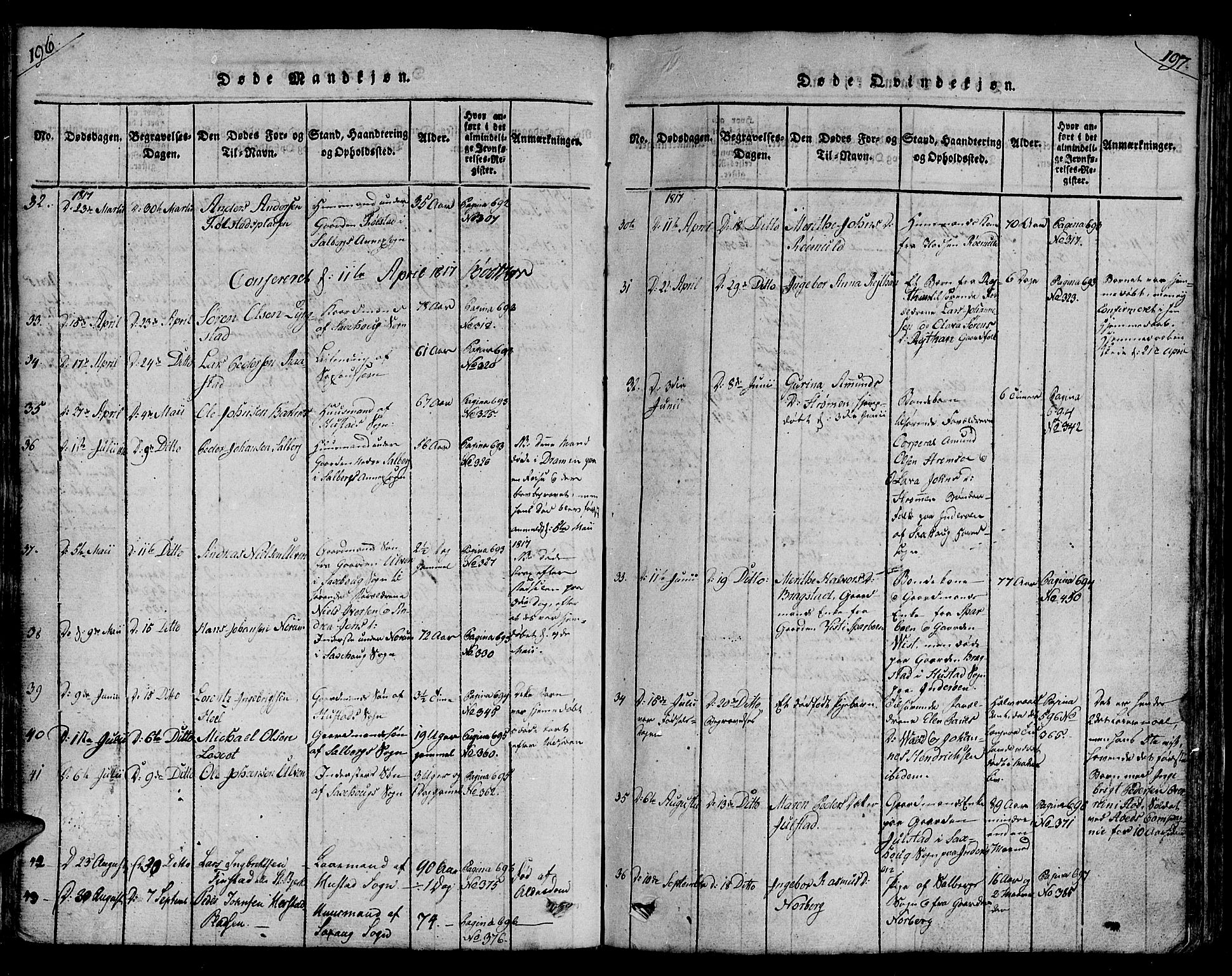 Ministerialprotokoller, klokkerbøker og fødselsregistre - Nord-Trøndelag, SAT/A-1458/730/L0275: Ministerialbok nr. 730A04, 1816-1822, s. 196-197
