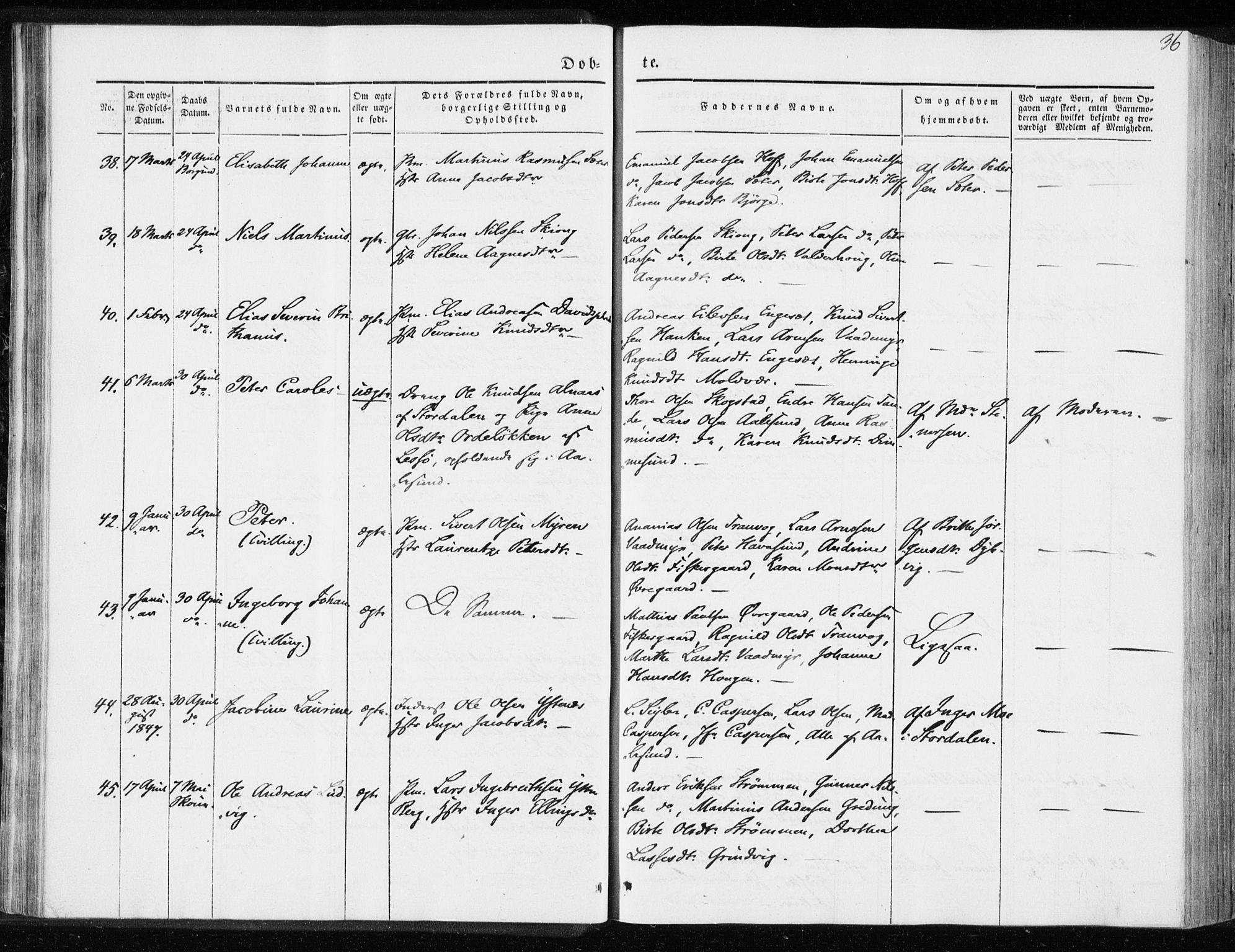 Ministerialprotokoller, klokkerbøker og fødselsregistre - Møre og Romsdal, AV/SAT-A-1454/528/L0415: Residerende kapellans bok nr. 528B03, 1843-1852, s. 36