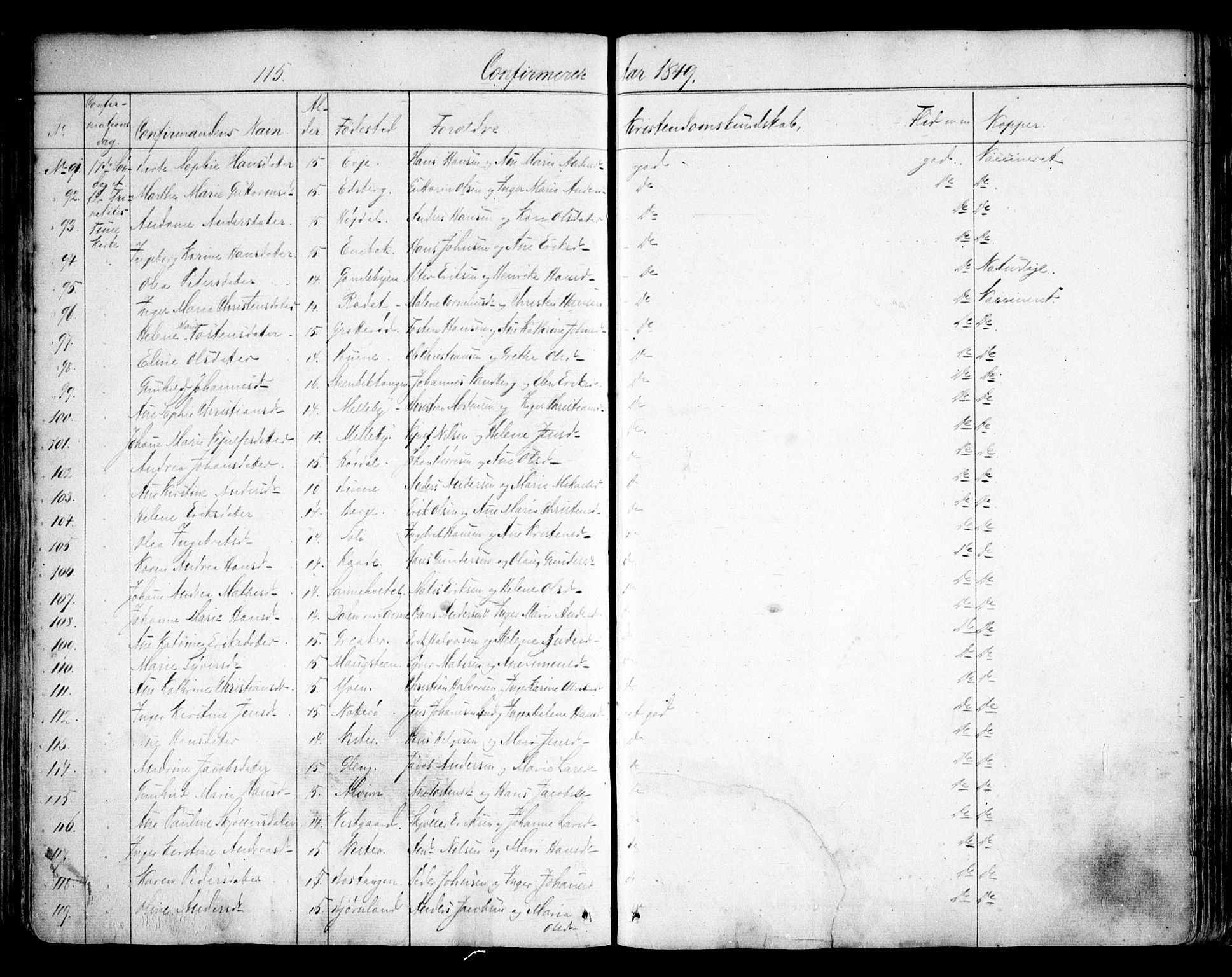 Tune prestekontor Kirkebøker, AV/SAO-A-2007/F/Fa/L0010a: Ministerialbok nr. 10A, 1847-1852, s. 115
