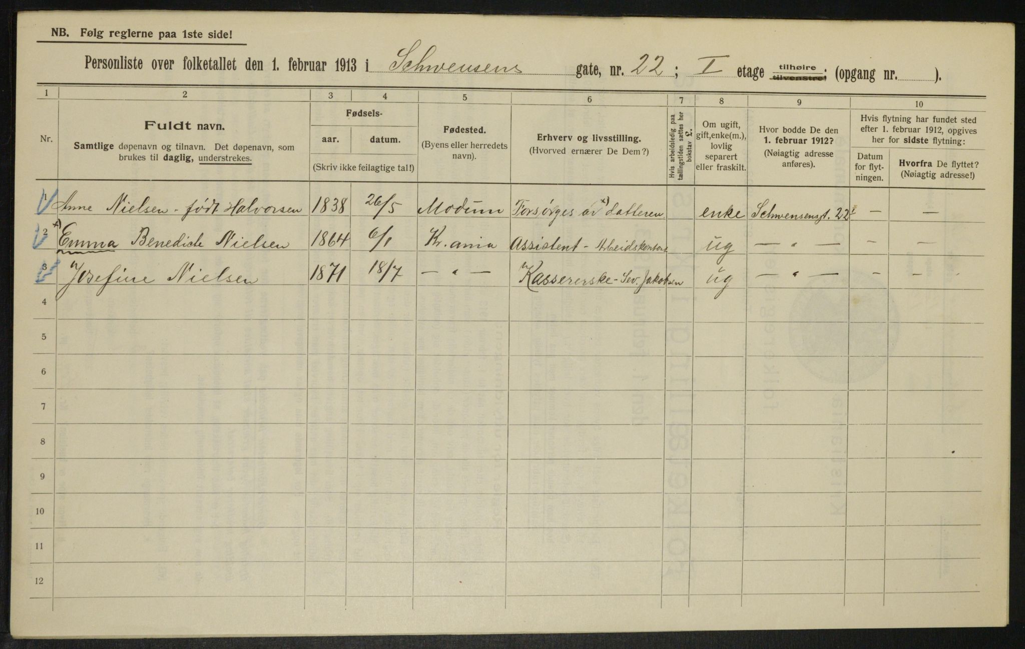 OBA, Kommunal folketelling 1.2.1913 for Kristiania, 1913, s. 92901