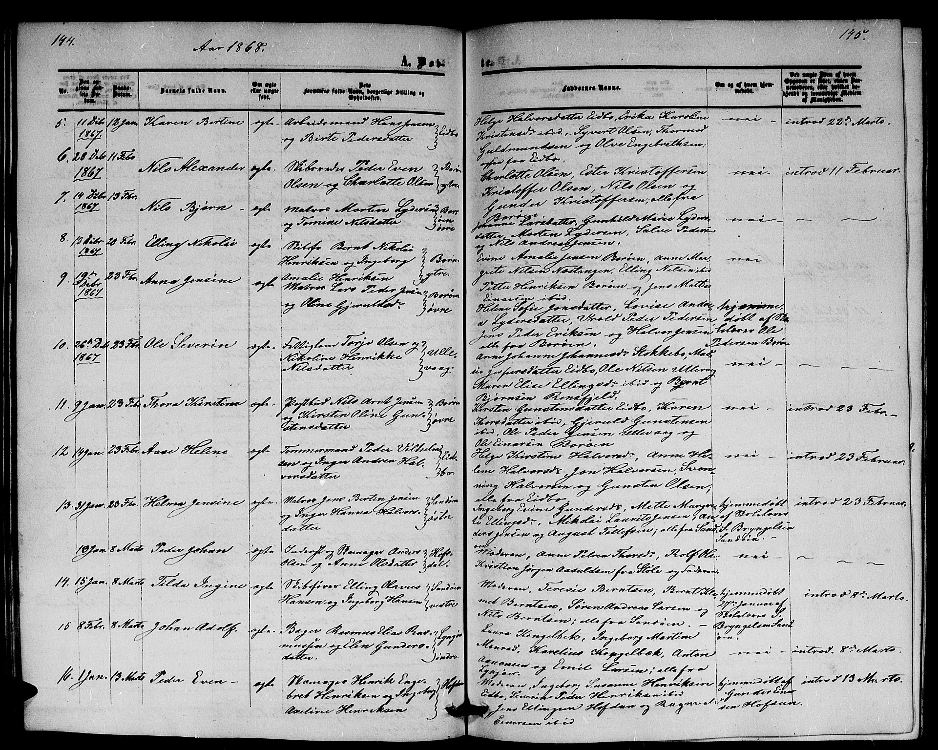 Dypvåg sokneprestkontor, AV/SAK-1111-0007/F/Fb/Fba/L0011: Klokkerbok nr. B 11, 1857-1872, s. 144-145