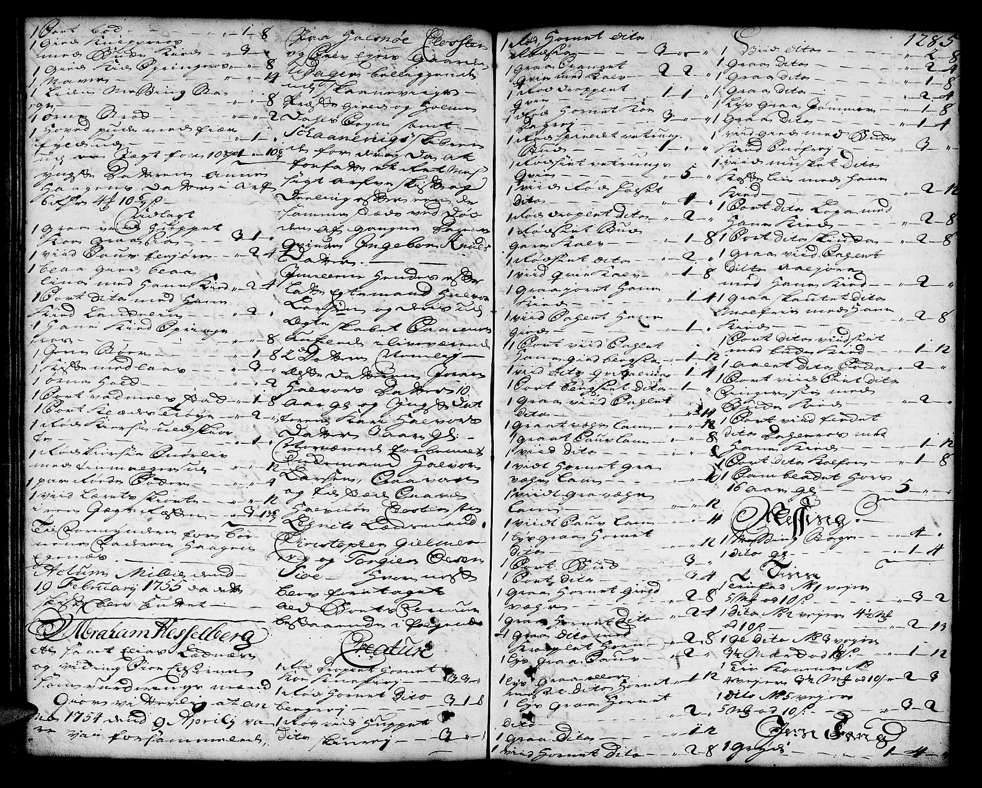 Sunnhordland sorenskrivar, SAB/A-2401/1/H/Ha/Haa/L0006: Skifteprotokollar. Register på lesesal. Fol. 1061- ut, 1753-1755, s. 1284b-1285a