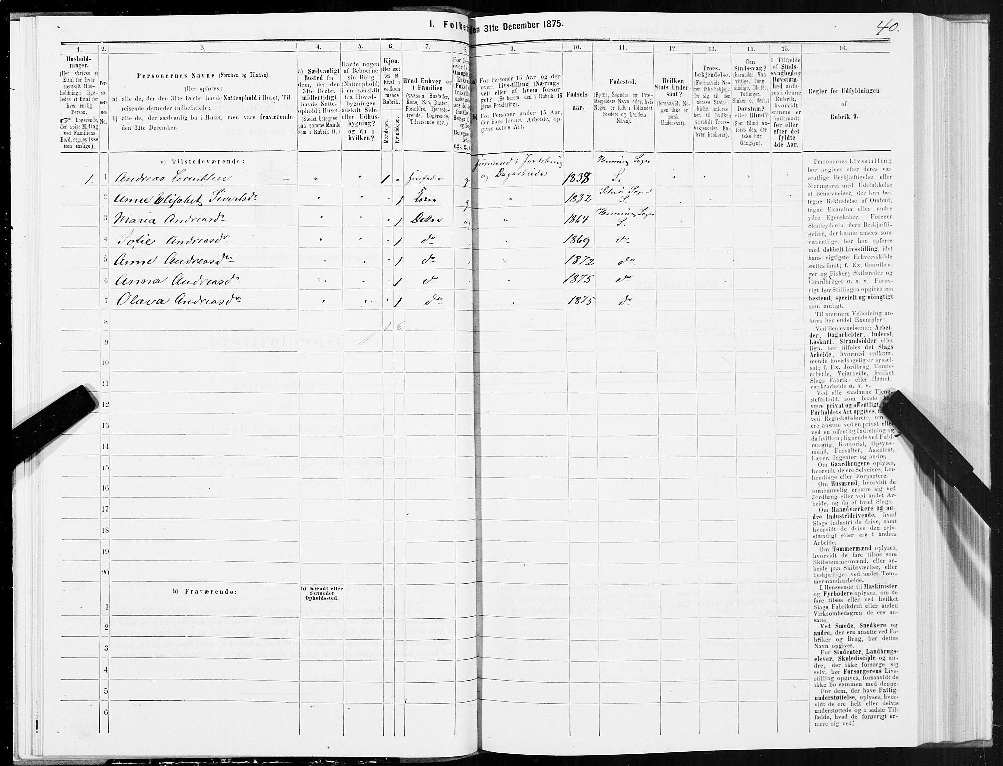 SAT, Folketelling 1875 for 1731P Sparbu prestegjeld, 1875, s. 4040