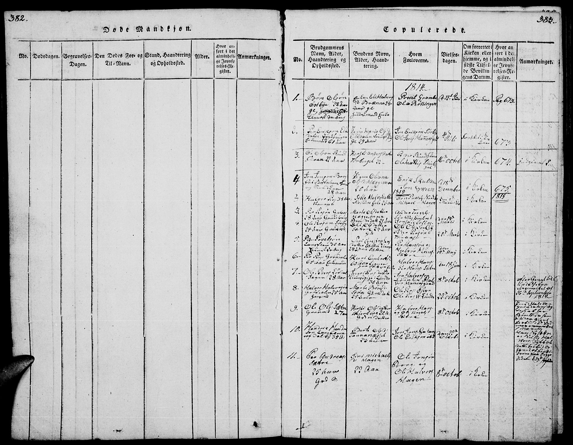 Trysil prestekontor, SAH/PREST-046/H/Ha/Hab/L0004: Klokkerbok nr. 4, 1814-1841, s. 382-383