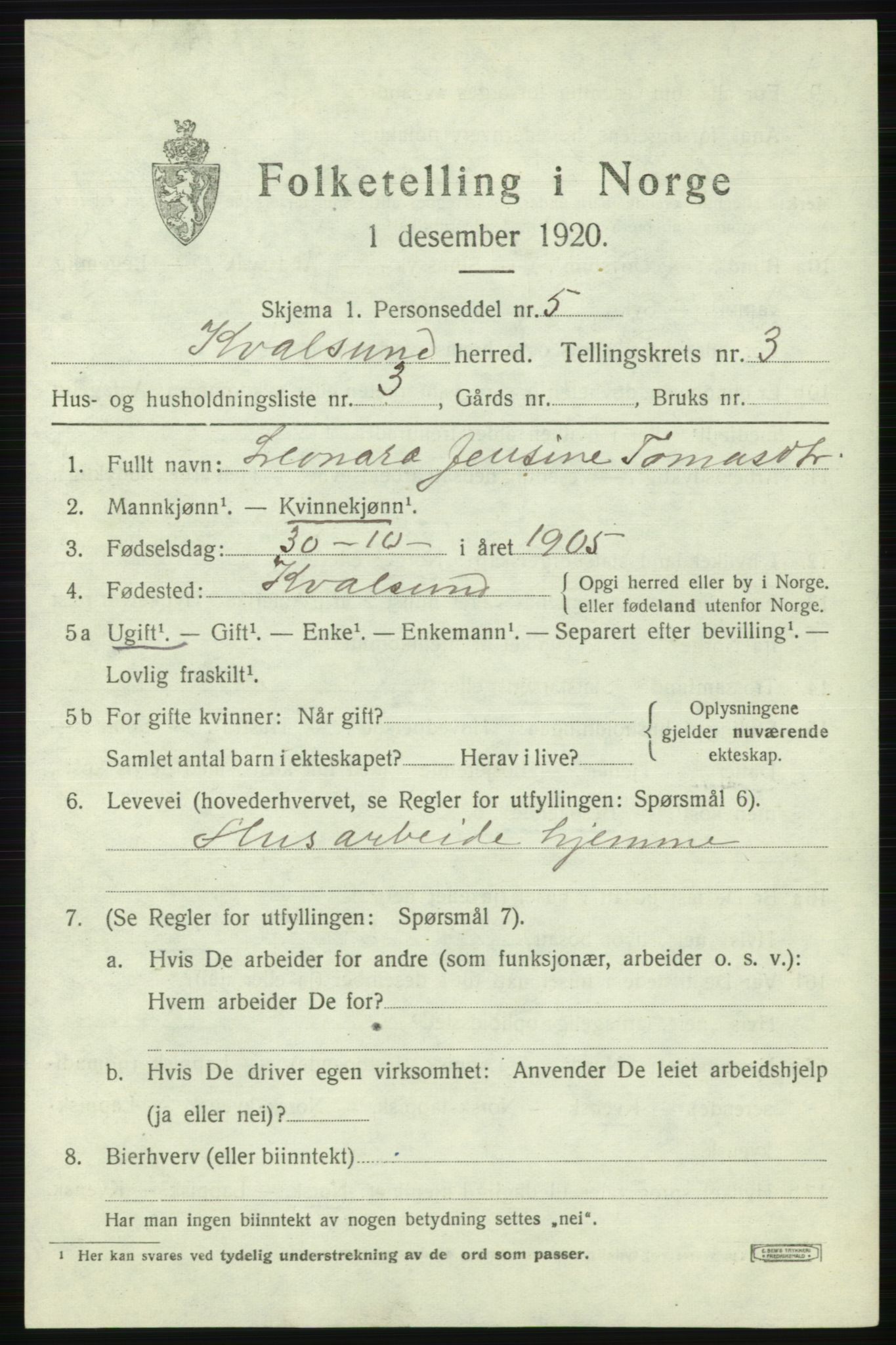 SATØ, Folketelling 1920 for 2017 Kvalsund herred, 1920, s. 972